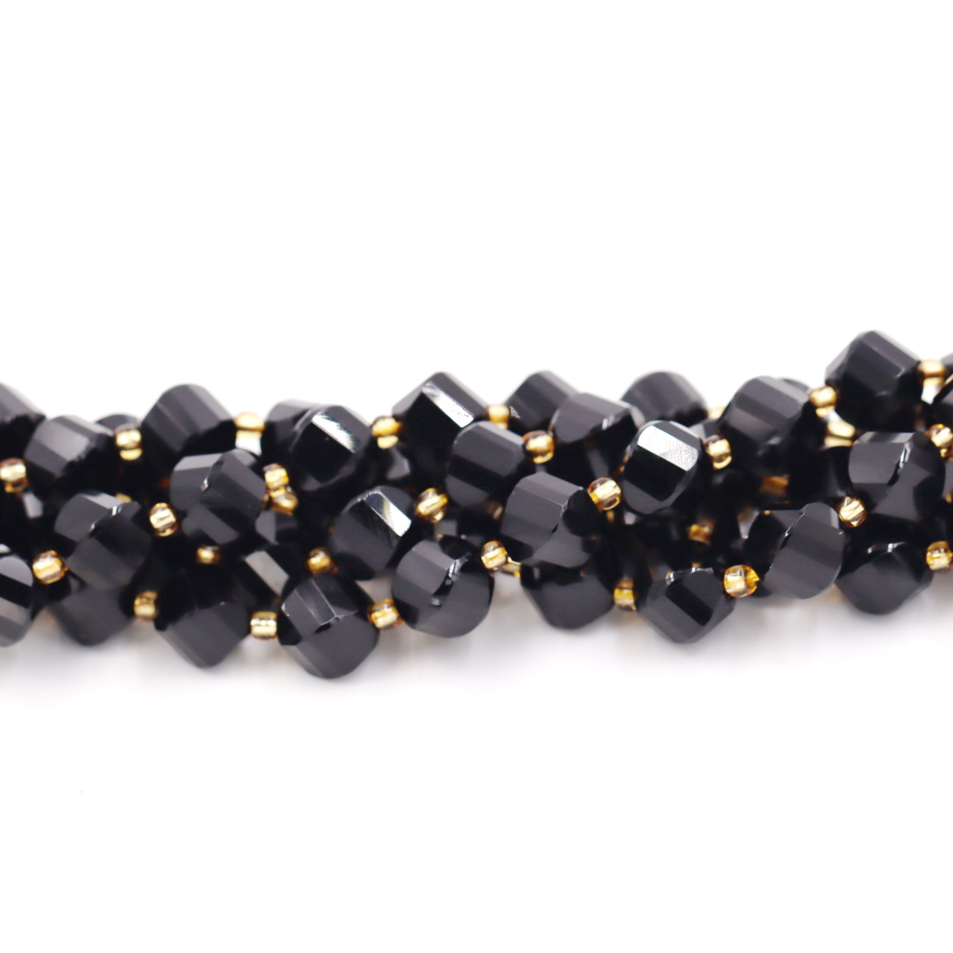 Malahill faceted S shape stone beads for jewelry making, sold per bag 5 strands inside, Onyx beads