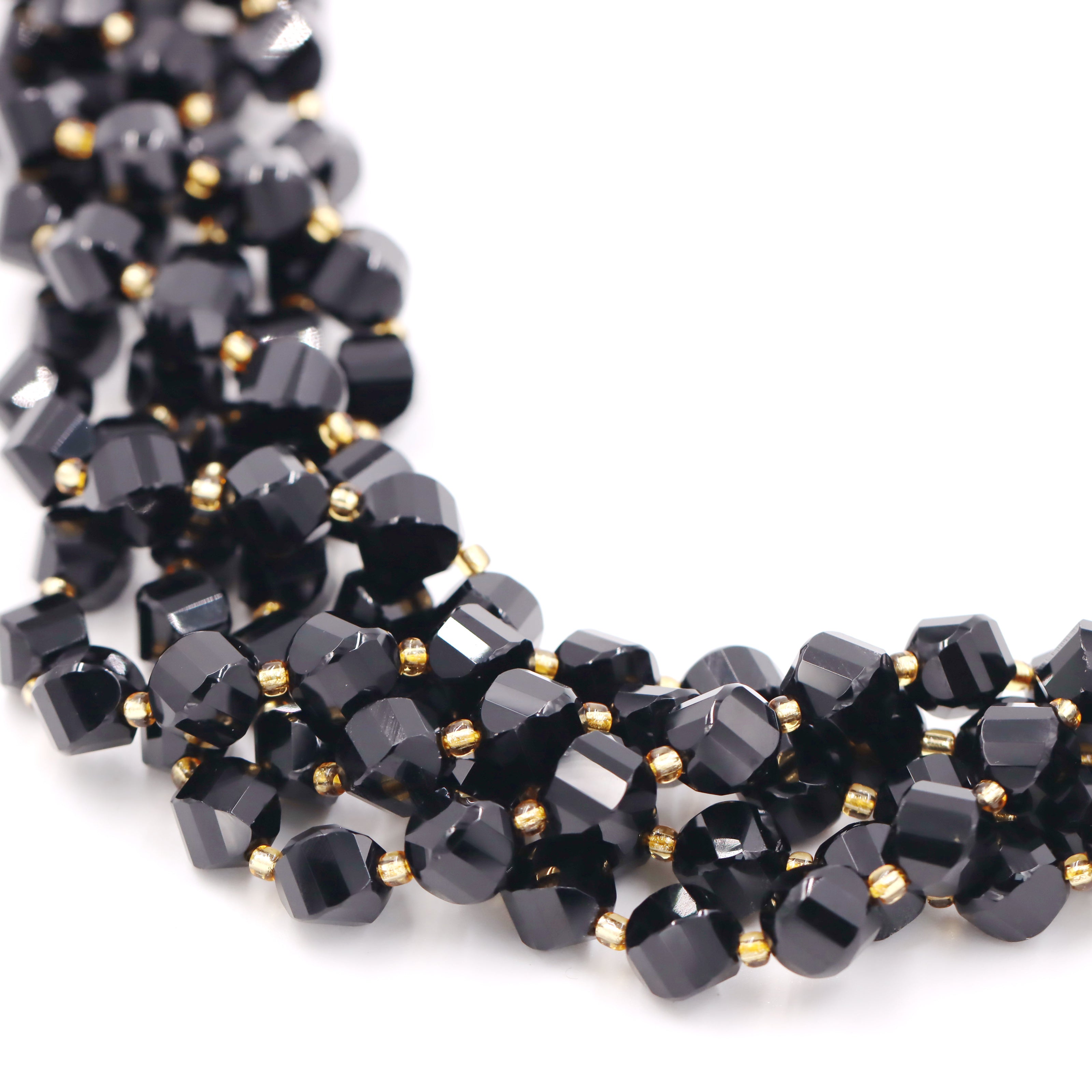 Malahill faceted S shape stone beads for jewelry making, sold per bag 5 strands inside, Onyx beads
