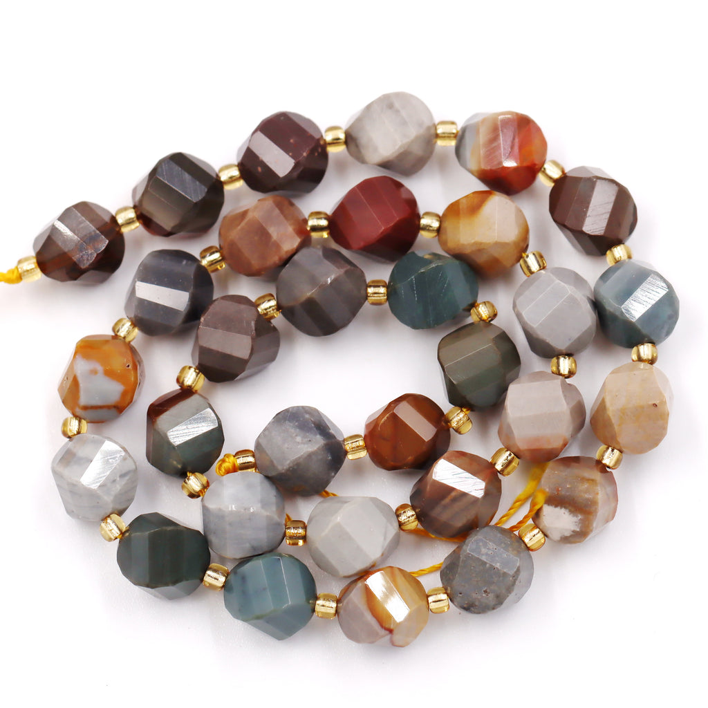 Malahill faceted S shape stone beads for jewelry making, sold per bag 5 strands inside, Ocean jasper beads