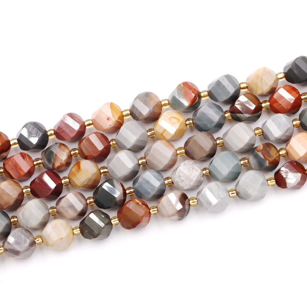 Malahill faceted S shape stone beads for jewelry making, sold per bag 5 strands inside, Ocean jasper beads