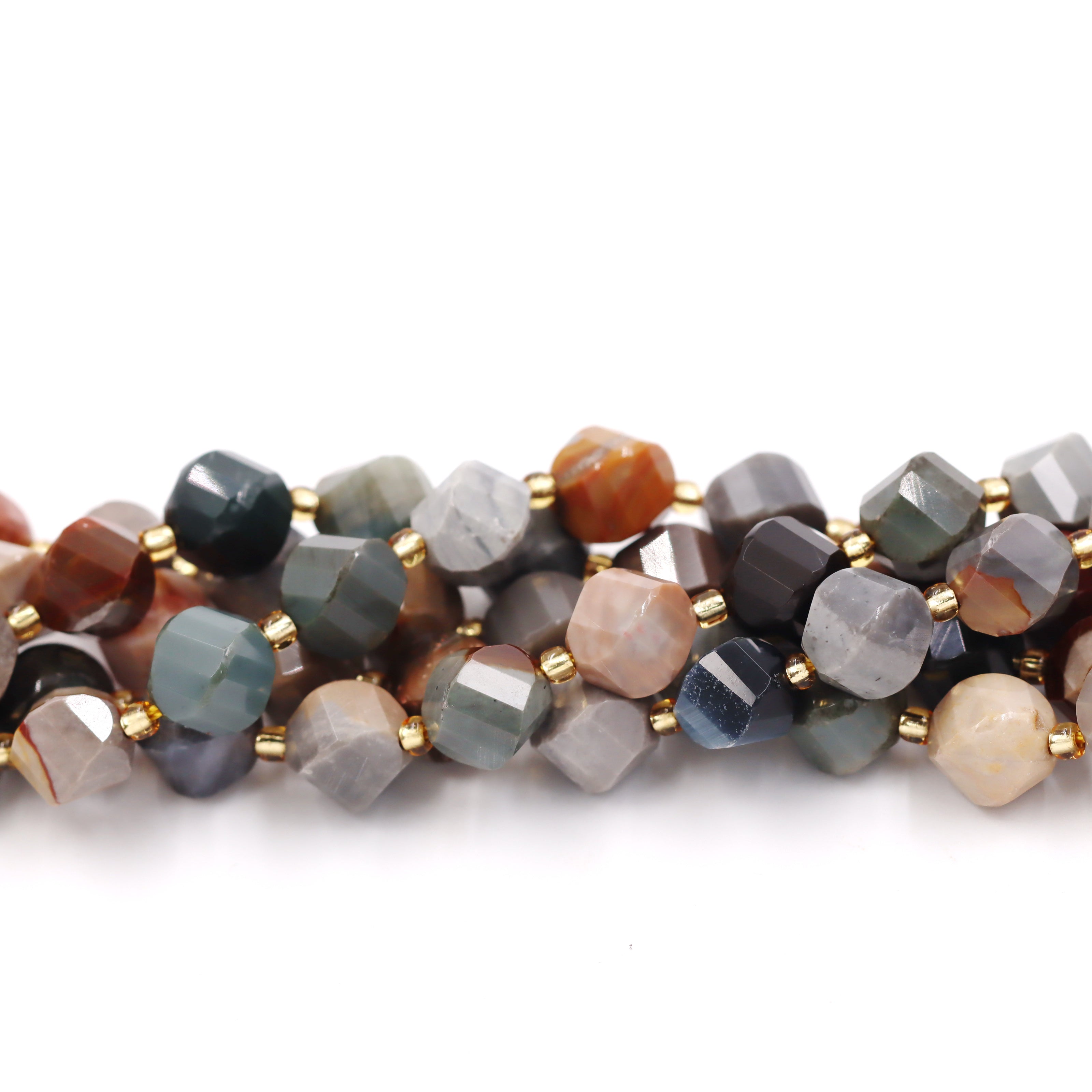 Malahill faceted S shape stone beads for jewelry making, sold per bag 5 strands inside, Ocean jasper beads