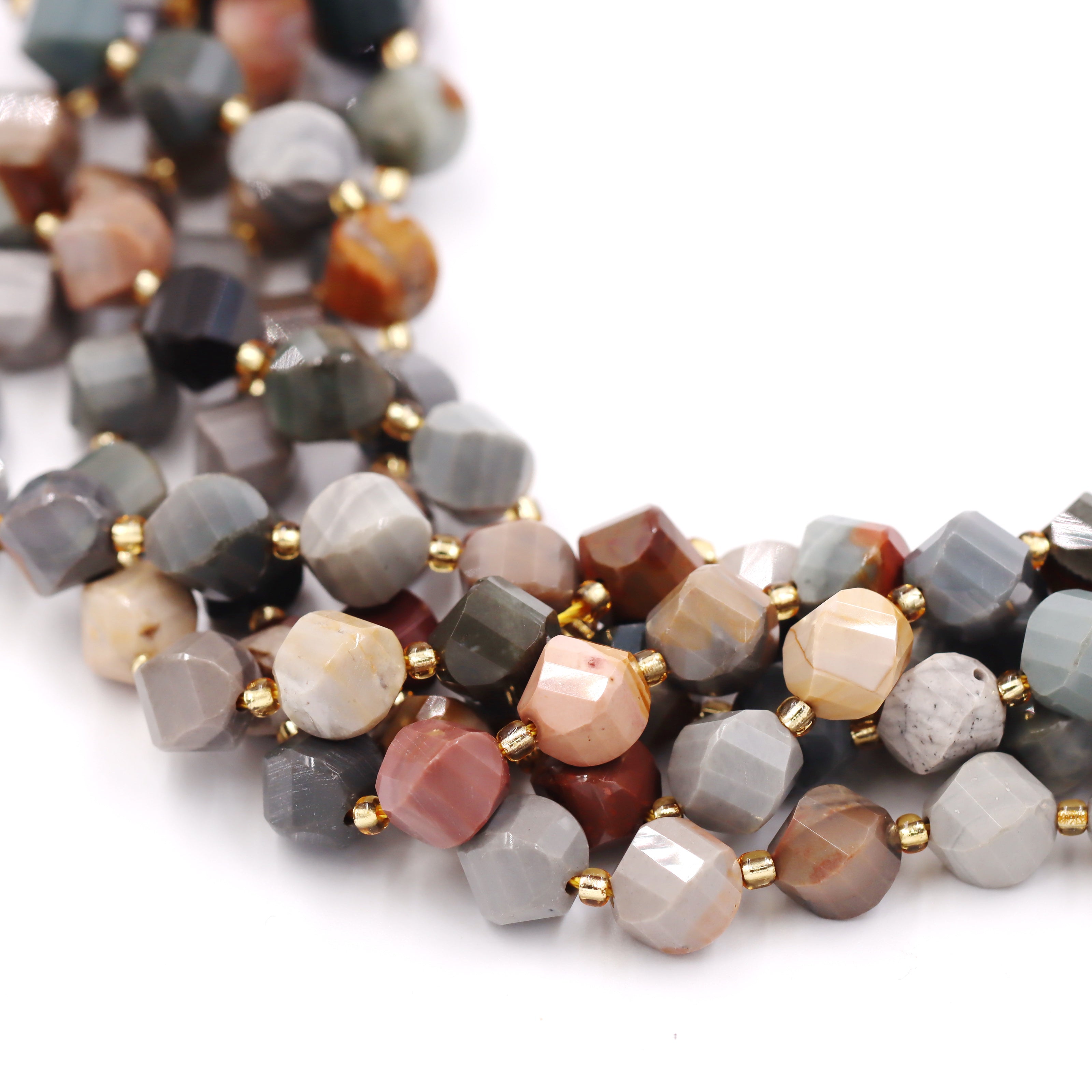 Malahill faceted S shape stone beads for jewelry making, sold per bag 5 strands inside, Ocean jasper beads