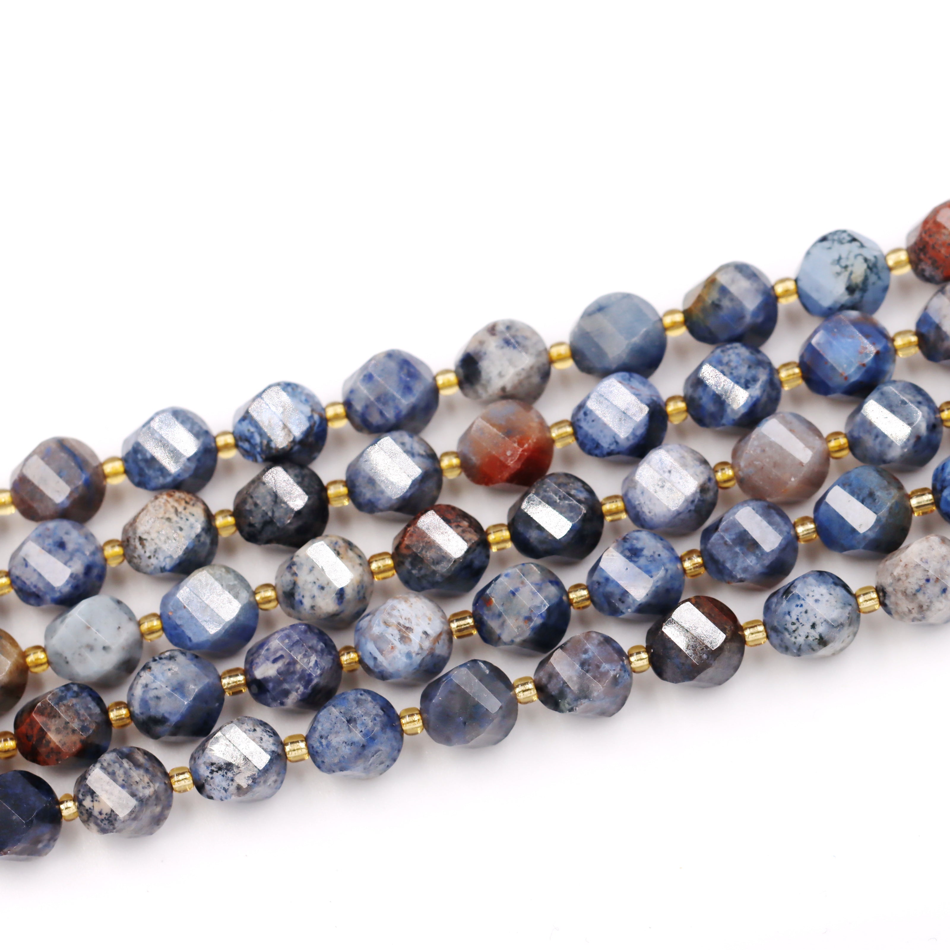Malahill faceted S shape stone beads for jewelry making, sold per bag 5 strands inside, Sunset Jasper beads