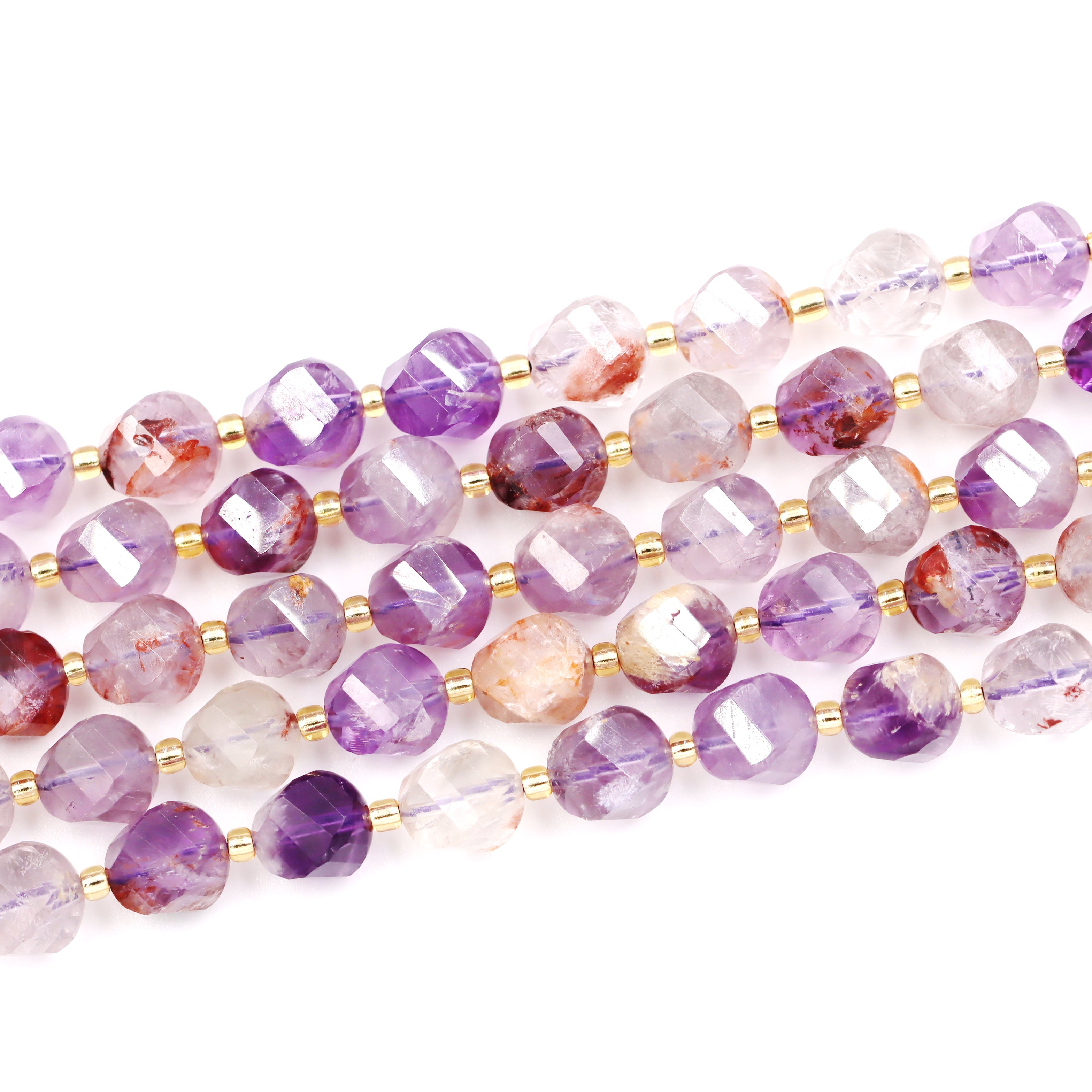 Malahill faceted S shape stone beads for jewelry making, sold per bag 5 strands inside, Amethyst Phantom beads
