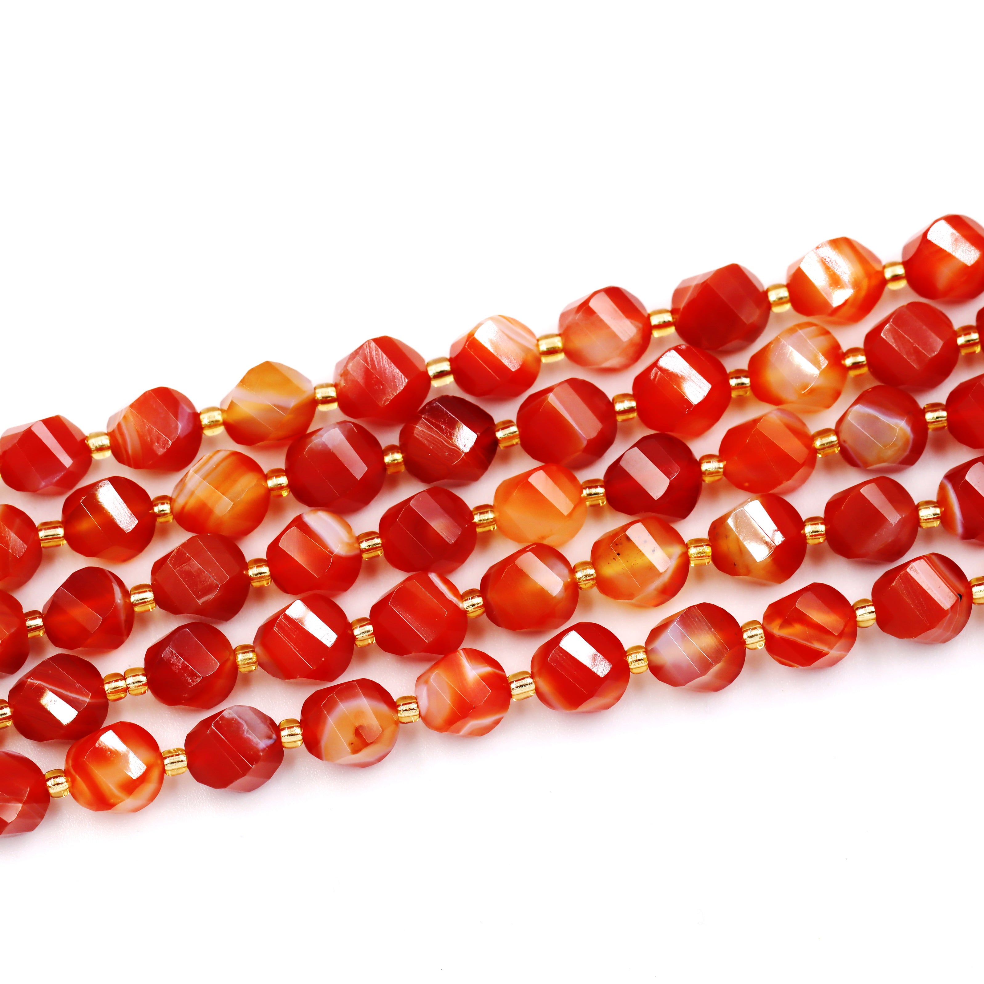 Malahill faceted S shape stone beads for jewelry making, sold per bag 5 strands inside, Red Carnelian A beads