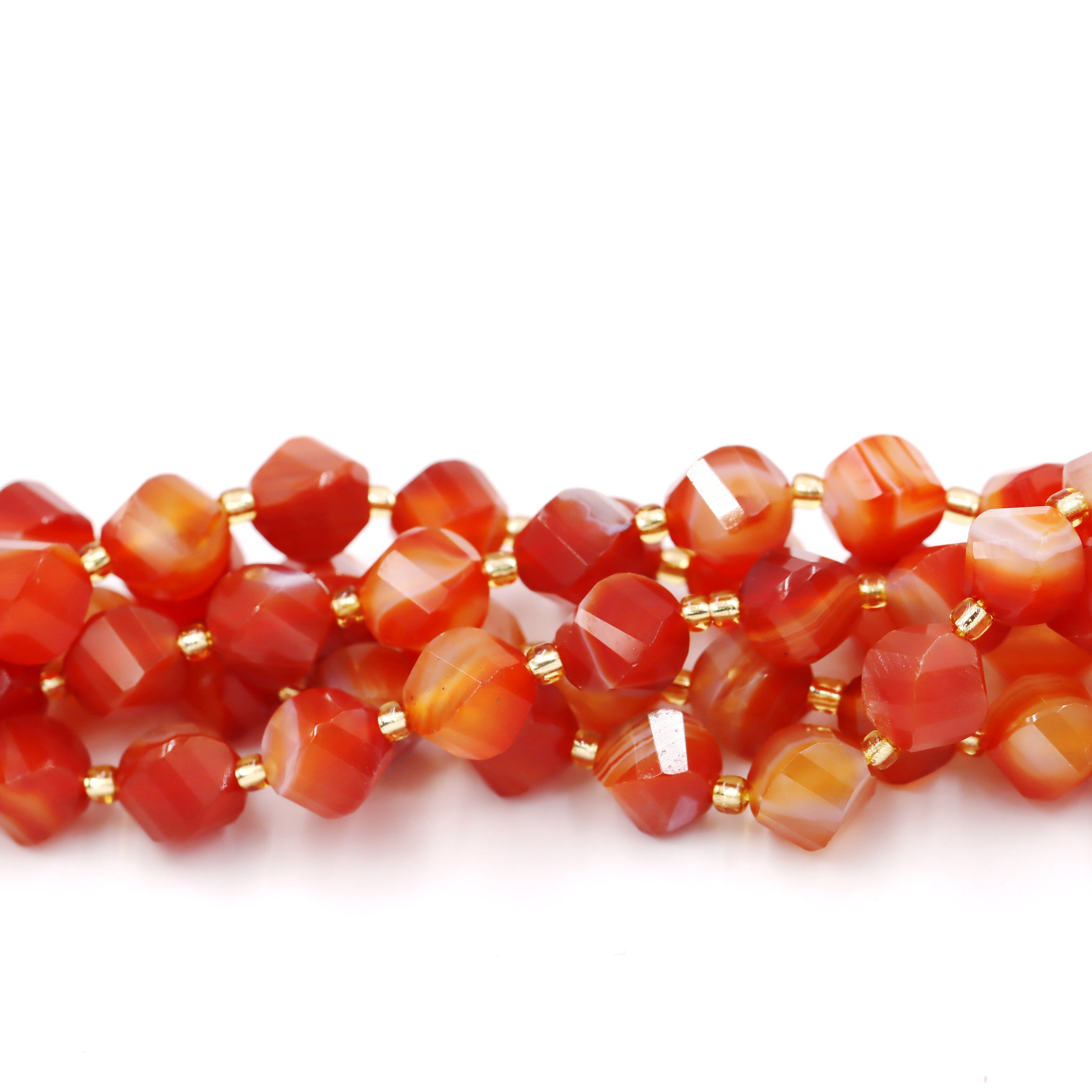 Malahill faceted S shape stone beads for jewelry making, sold per bag 5 strands inside, Red Carnelian A beads