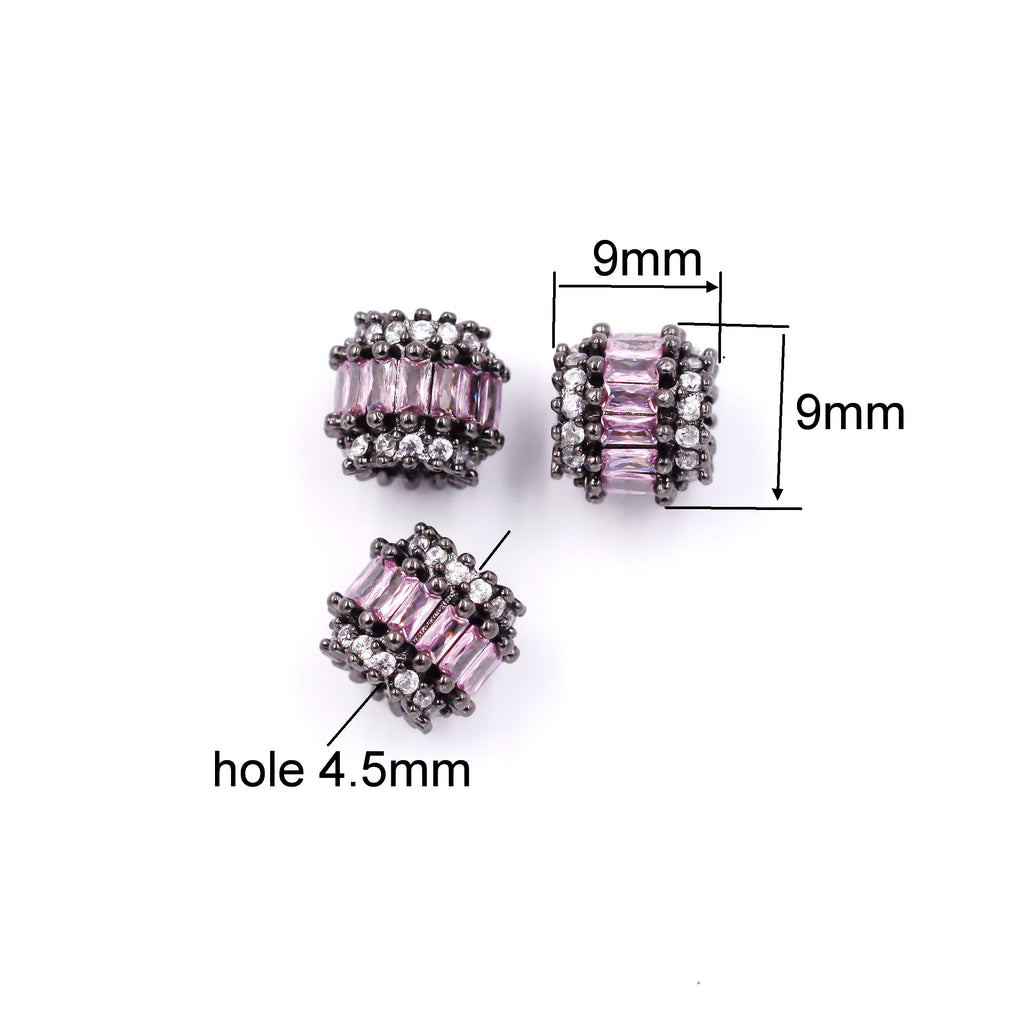 Malahill excellent quality cubic zirconia paved brass beads for jewelry making, sold per box 10 pieces inside