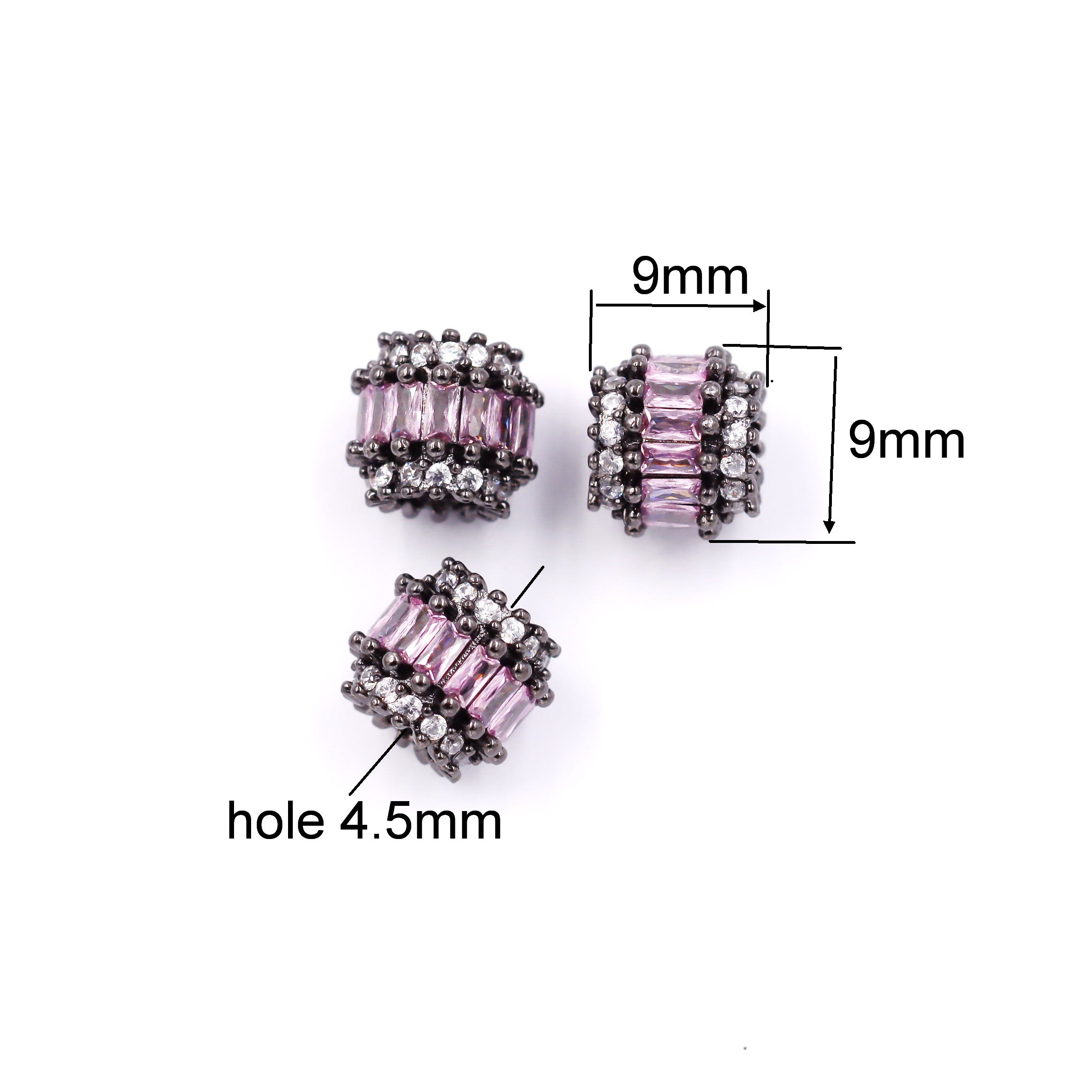 Malahill excellent quality cubic zirconia paved brass beads for jewelry making, sold per box 10 pieces inside