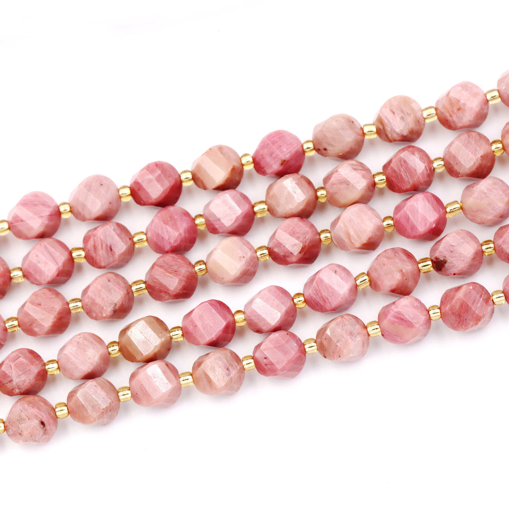 Malahill faceted S shape stone beads for jewelry making, sold per bag 5 strands inside, Rhodonite beads