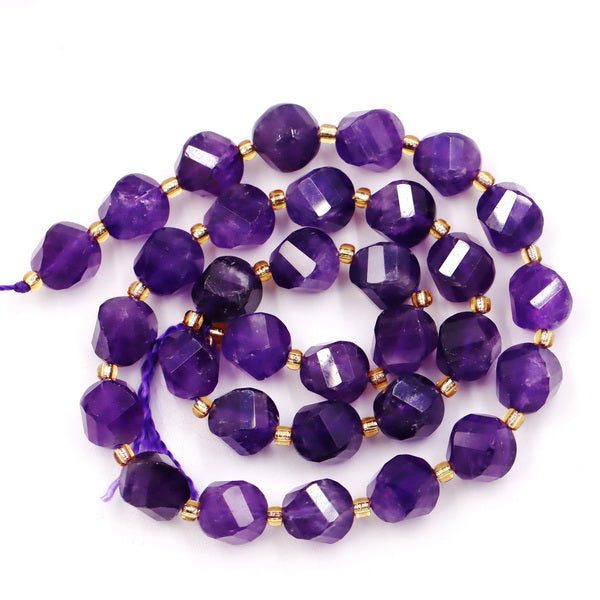 Malahill faceted S shape stone beads for jewelry making, sold per bag 5 strands inside, Dark Amethyst beads