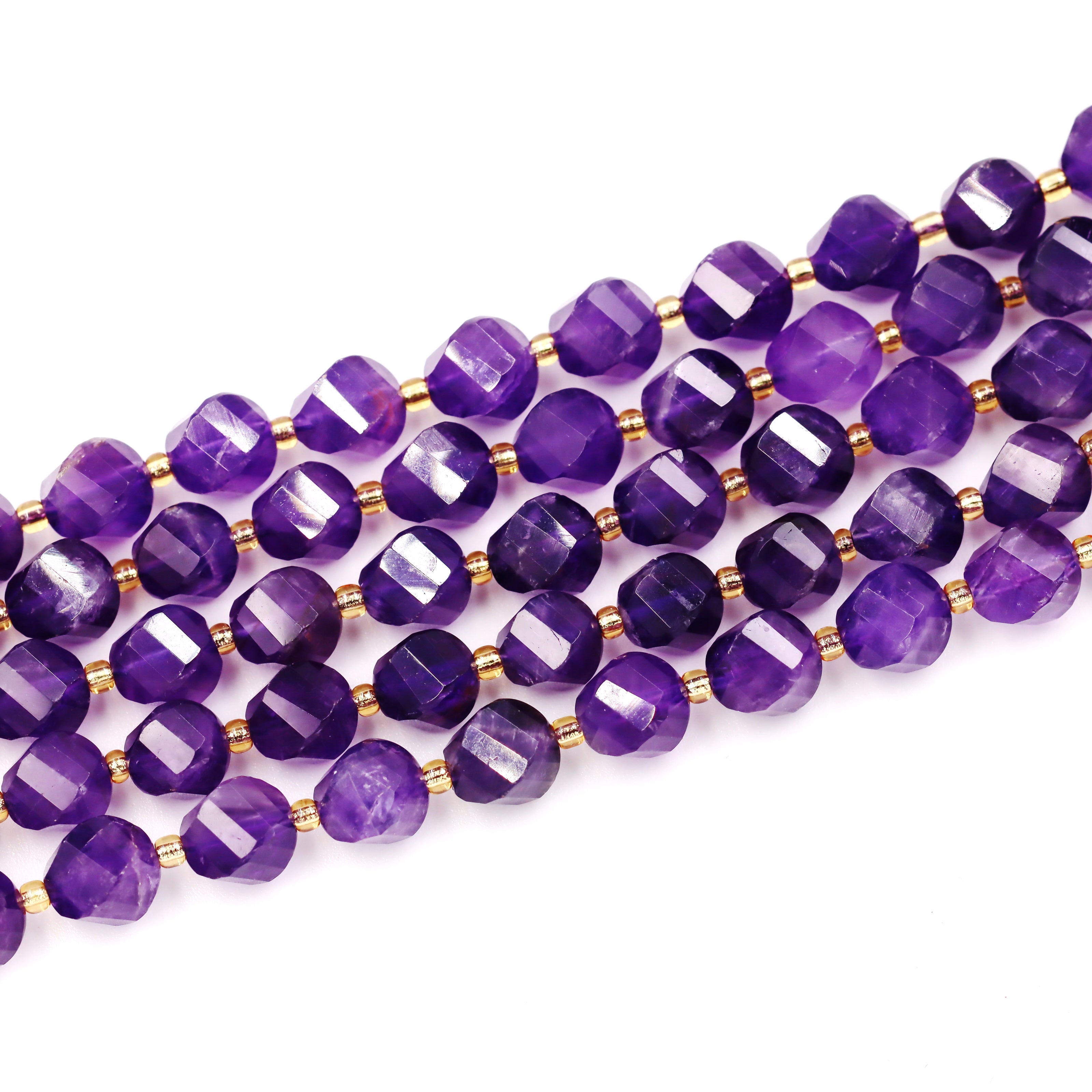 Malahill faceted S shape stone beads for jewelry making, sold per bag 5 strands inside, Dark Amethyst beads