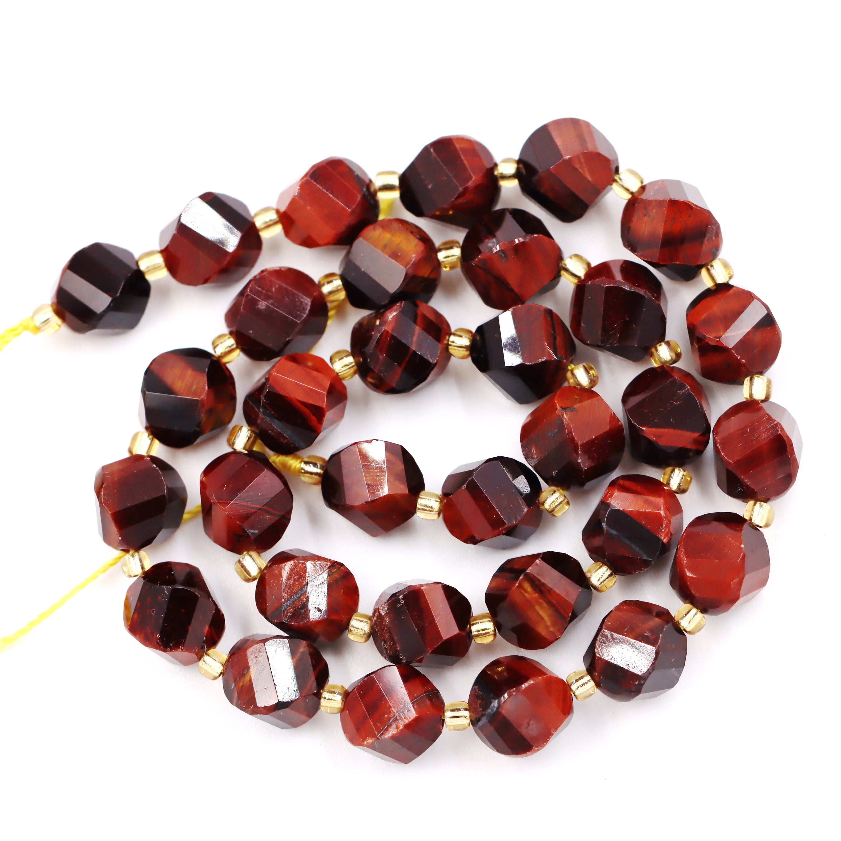 Malahill faceted S shape stone beads for jewelry making, sold per bag 5 strands inside, Red Tiger's Eye beads