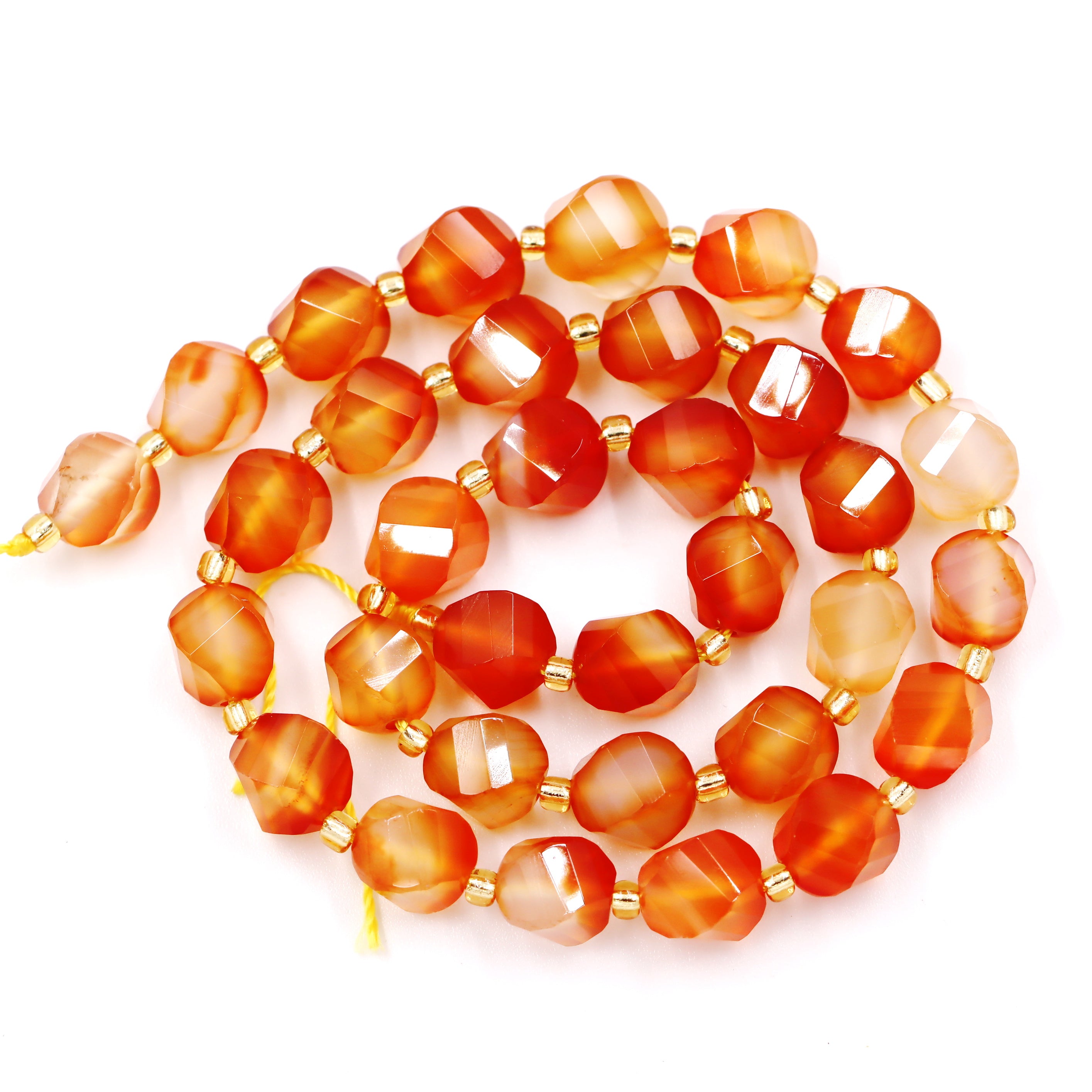 Malahill faceted S shape stone beads for jewelry making, sold per bag 5 strands inside, Orange Carnelian beads