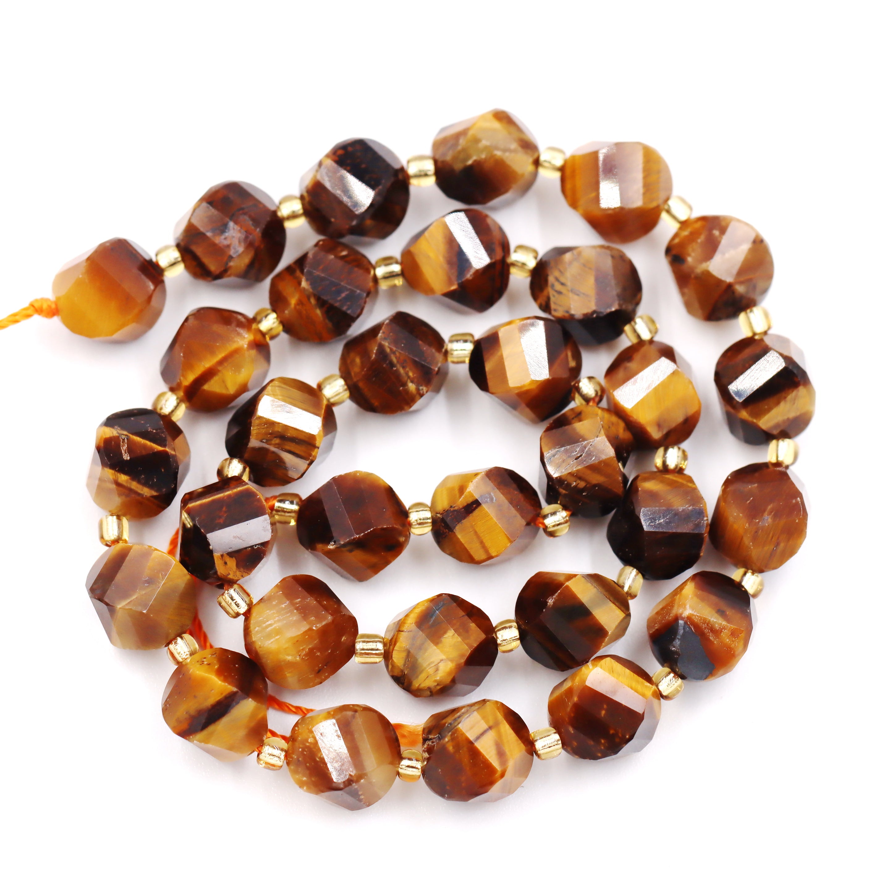 Malahill faceted S shape stone beads for jewelry making, sold per bag 5 strands inside, Tiger's Eye beads