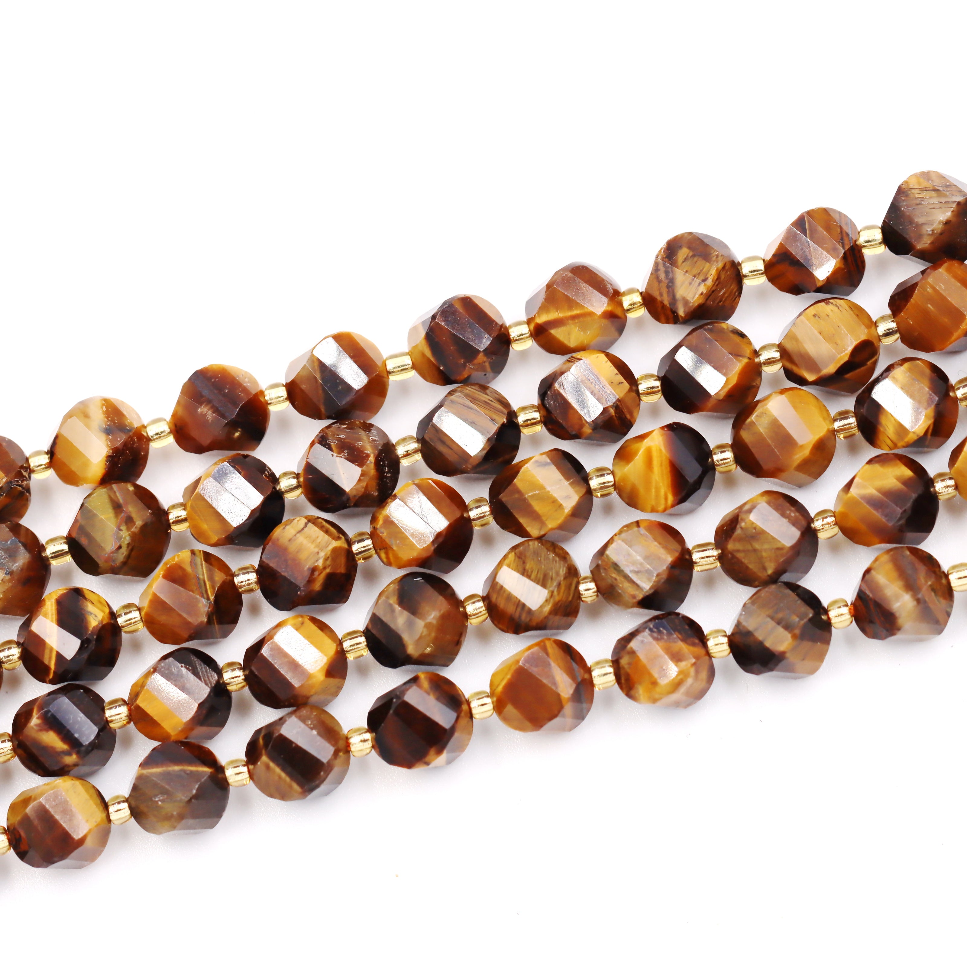 Malahill faceted S shape stone beads for jewelry making, sold per bag 5 strands inside, Tiger's Eye beads