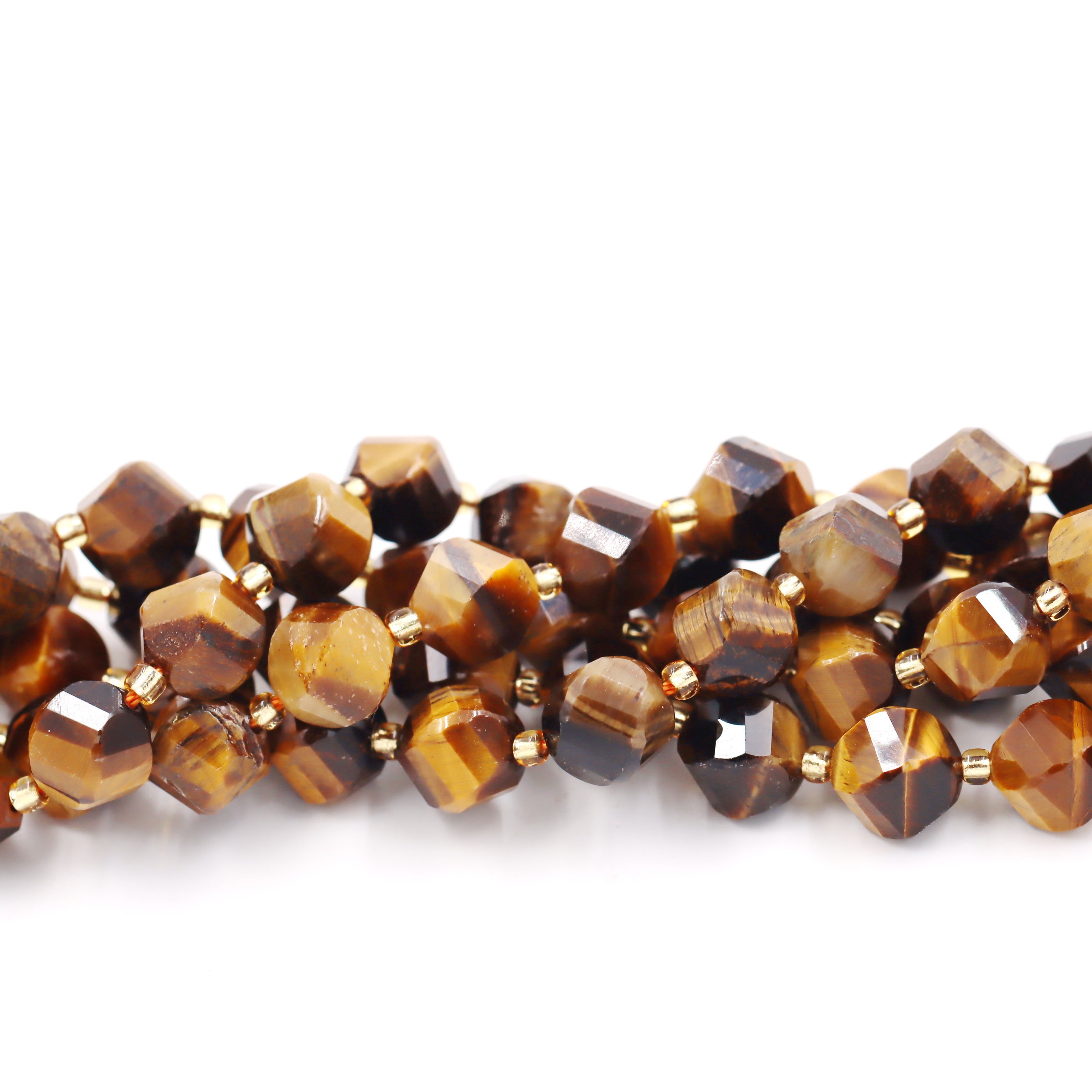 Malahill faceted S shape stone beads for jewelry making, sold per bag 5 strands inside, Tiger's Eye beads