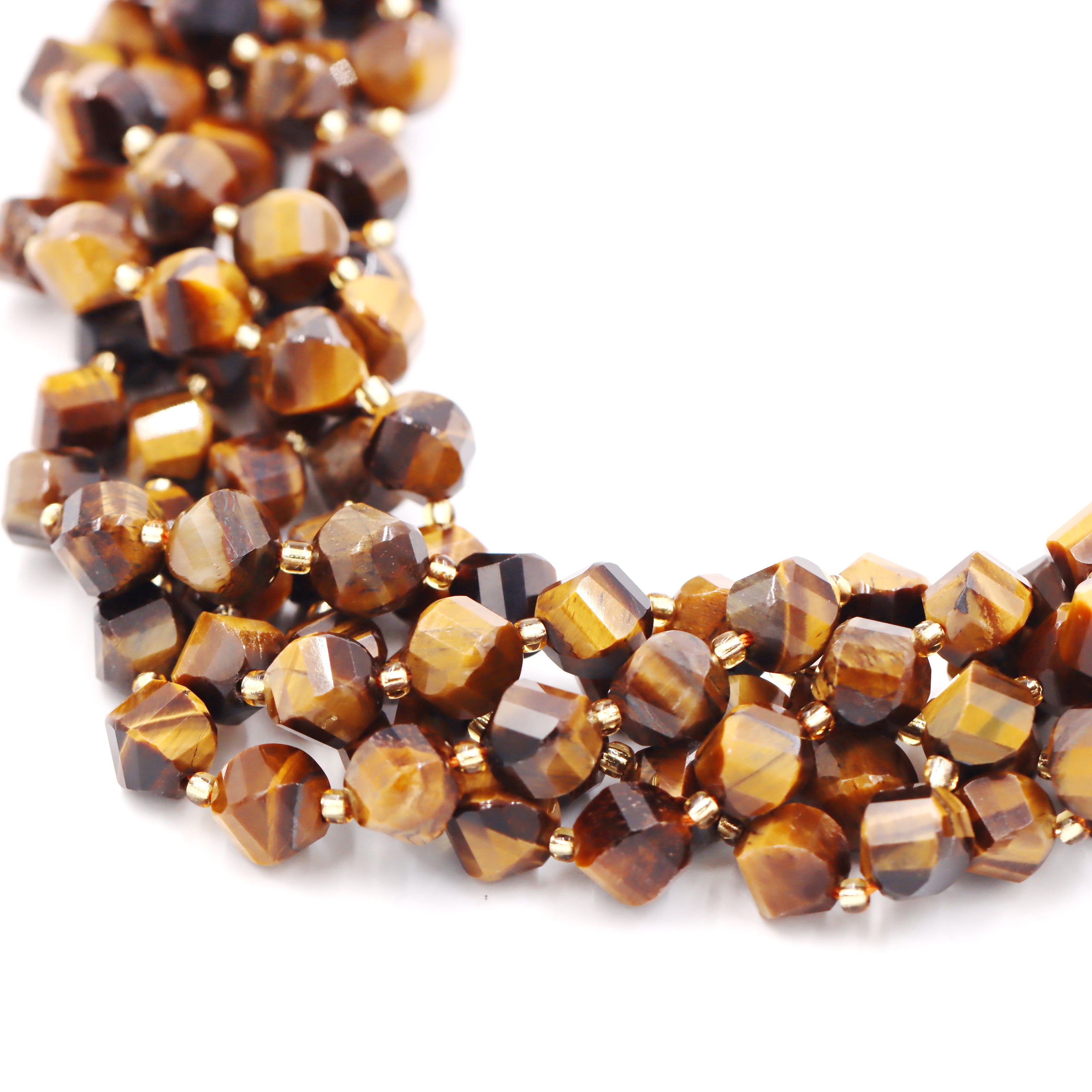 Malahill faceted S shape stone beads for jewelry making, sold per bag 5 strands inside, Tiger's Eye beads