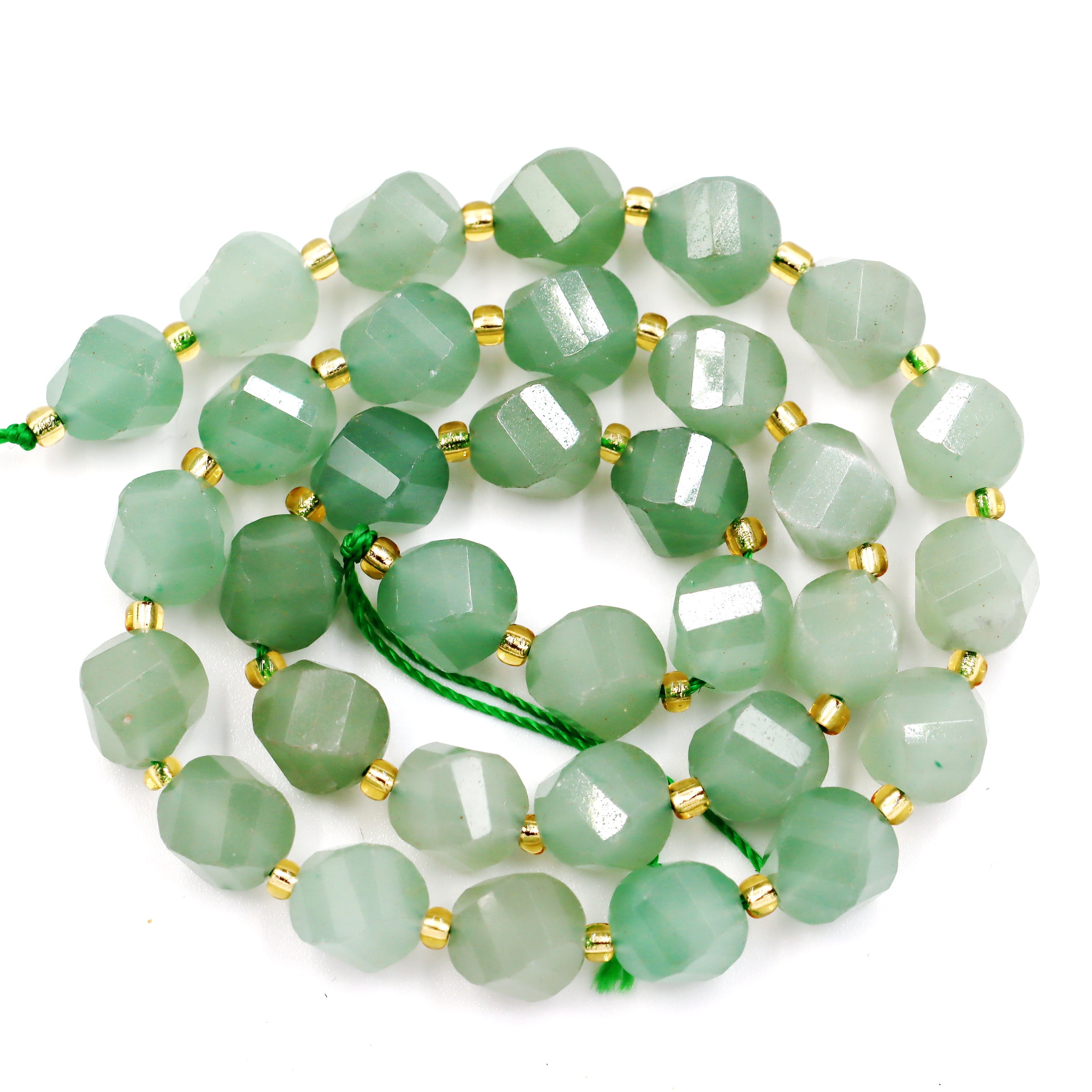 Malahill faceted S shape stone beads for jewelry making, sold per bag 5 strands inside, Green Aventurine beads