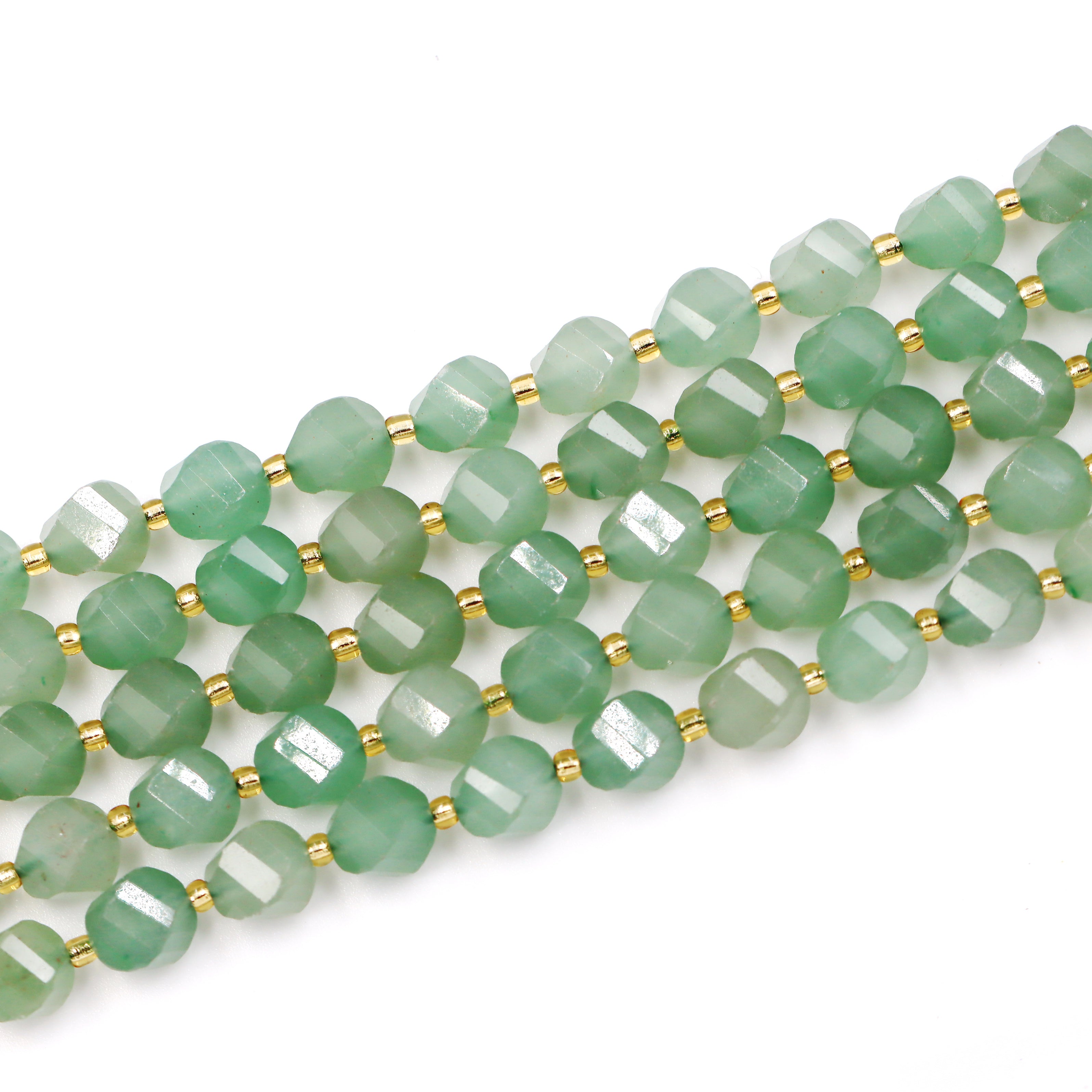 Malahill faceted S shape stone beads for jewelry making, sold per bag 5 strands inside, Green Aventurine beads