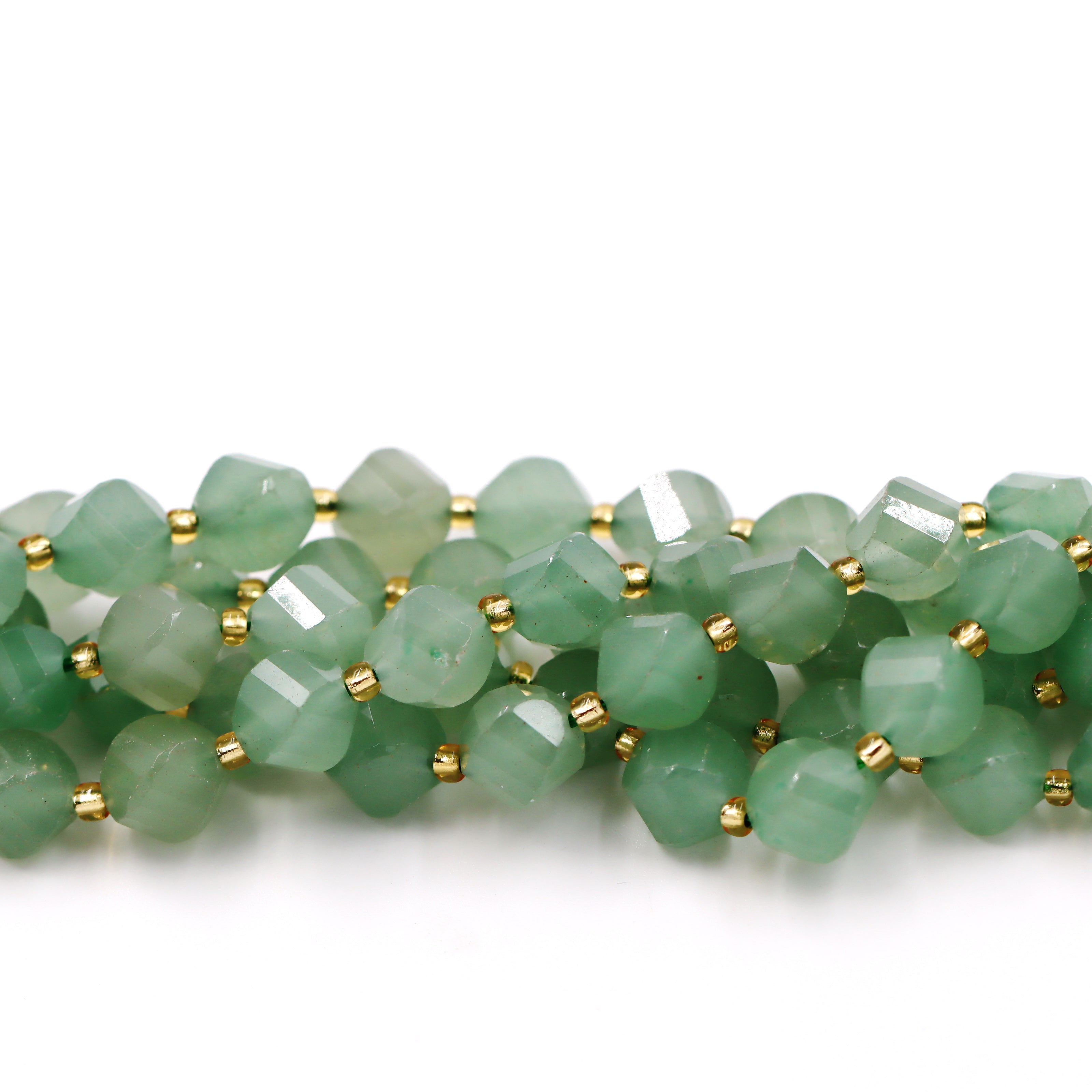Malahill faceted S shape stone beads for jewelry making, sold per bag 5 strands inside, Green Aventurine beads