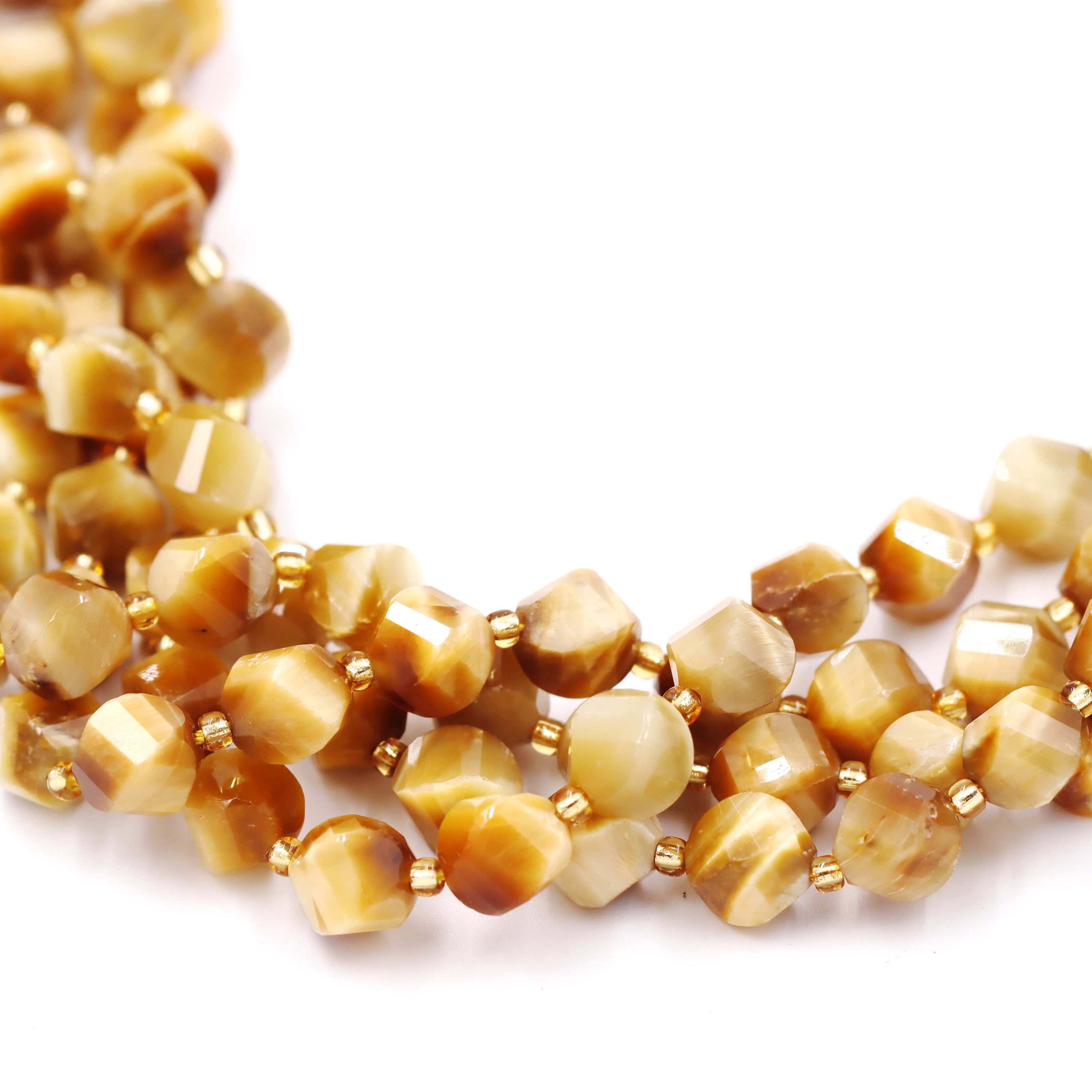 Malahill faceted S shape stone beads for jewelry making, sold per bag 5 strands inside, Golden Tiger's Eye beads