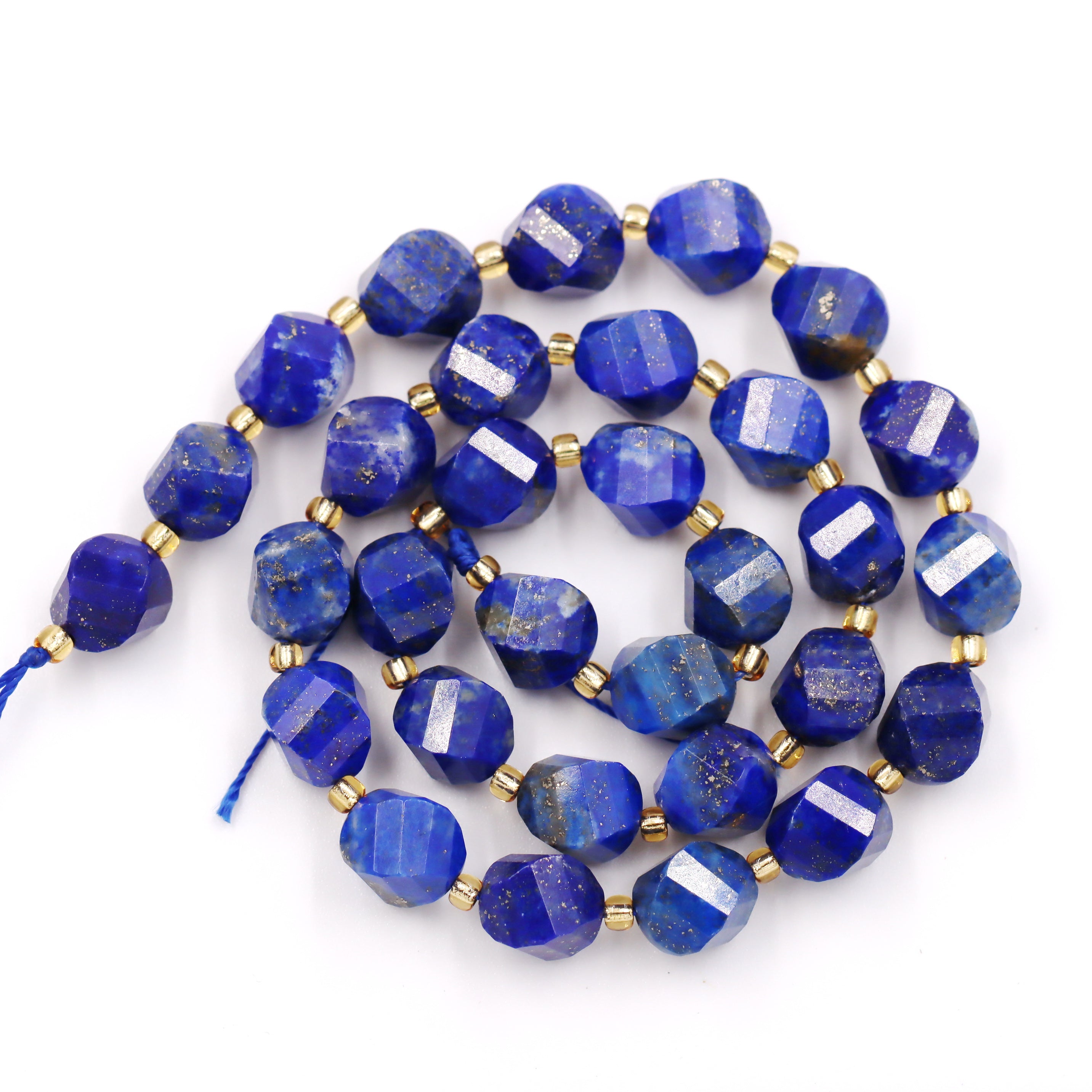 Malahill faceted S shape stone beads for jewelry making, sold per bag 5 strands inside, Lapis Lazuli beads