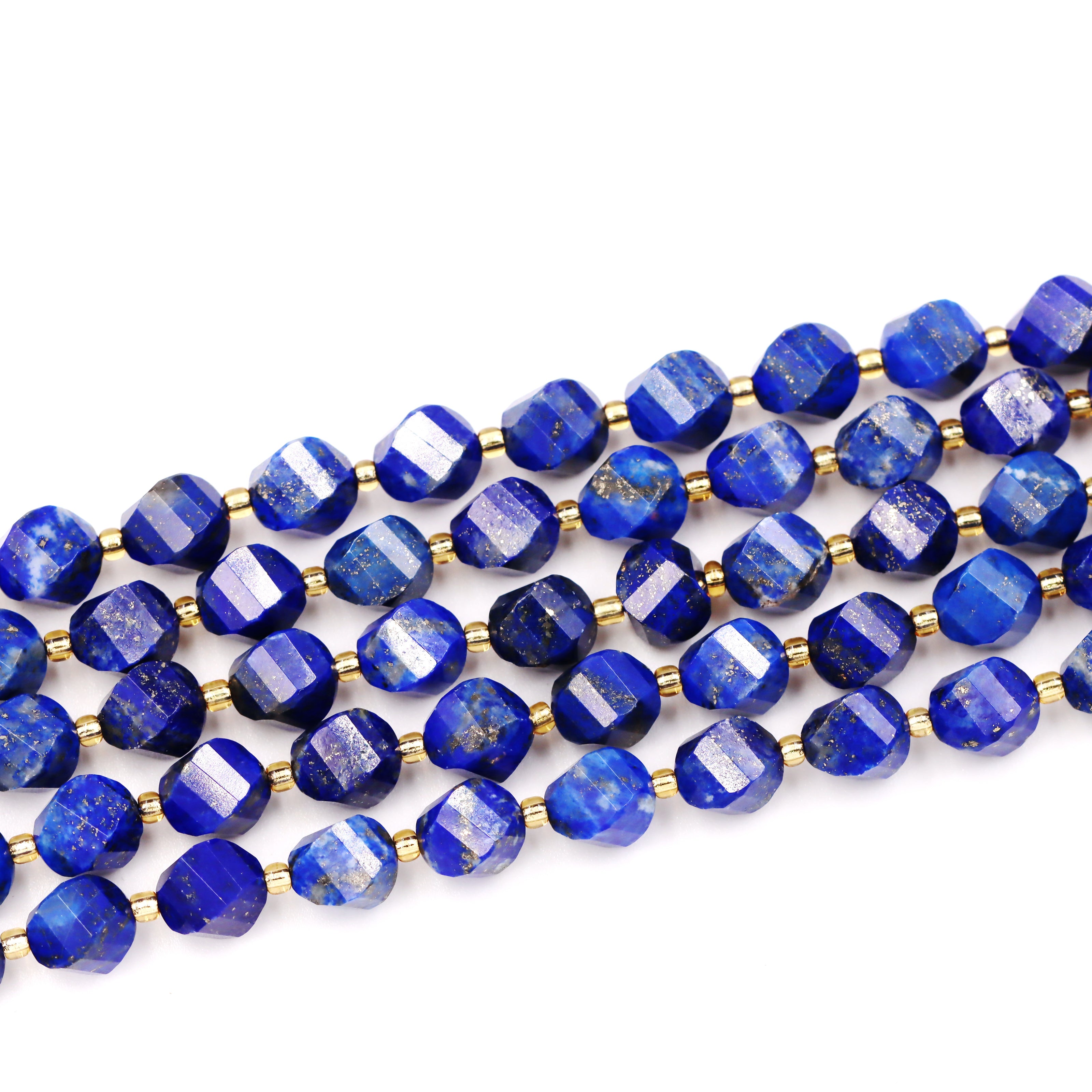 Malahill faceted S shape stone beads for jewelry making, sold per bag 5 strands inside, Lapis Lazuli beads