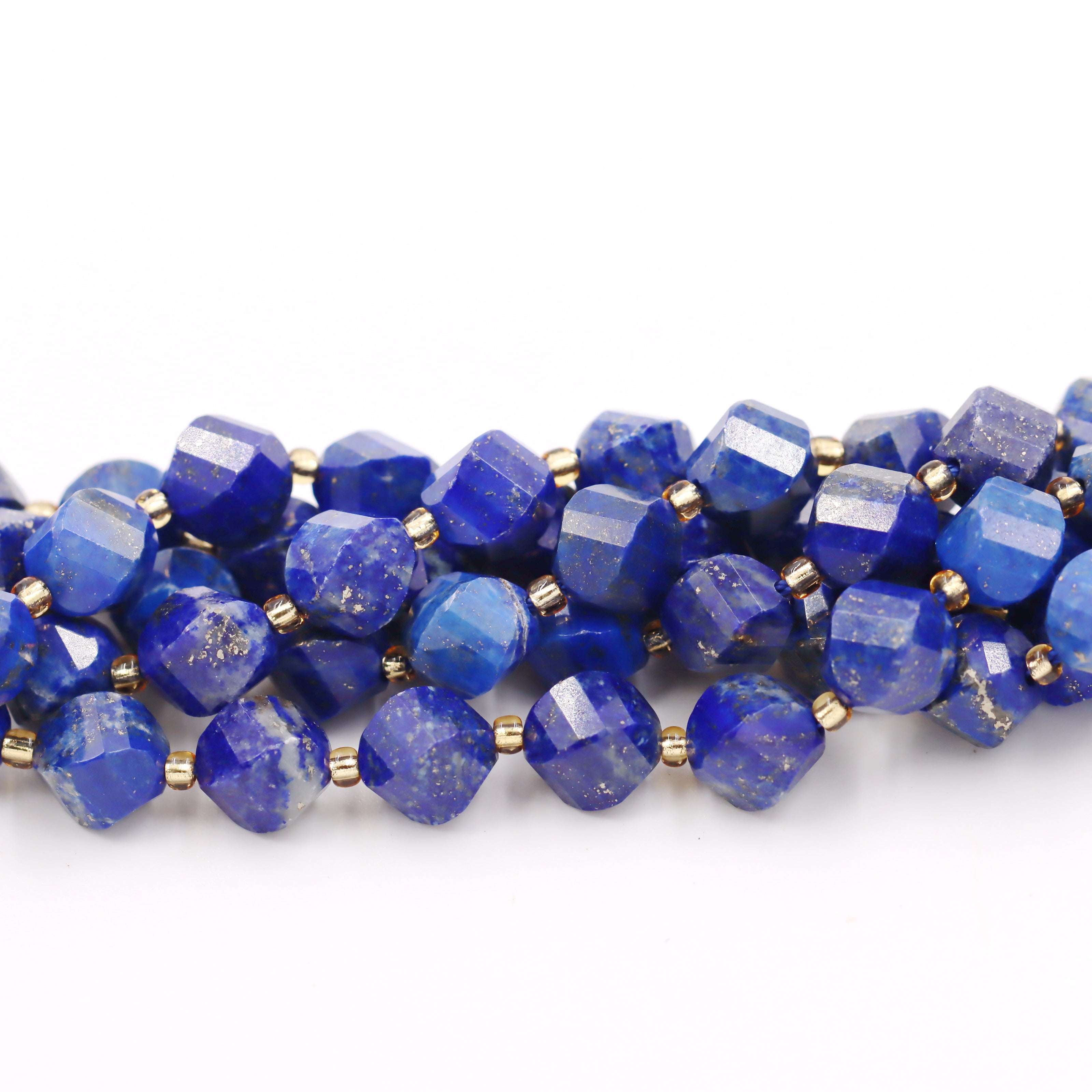 Malahill faceted S shape stone beads for jewelry making, sold per bag 5 strands inside, Lapis Lazuli beads