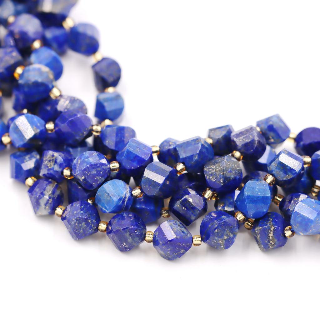 Malahill faceted S shape stone beads for jewelry making, sold per bag 5 strands inside, Lapis Lazuli beads