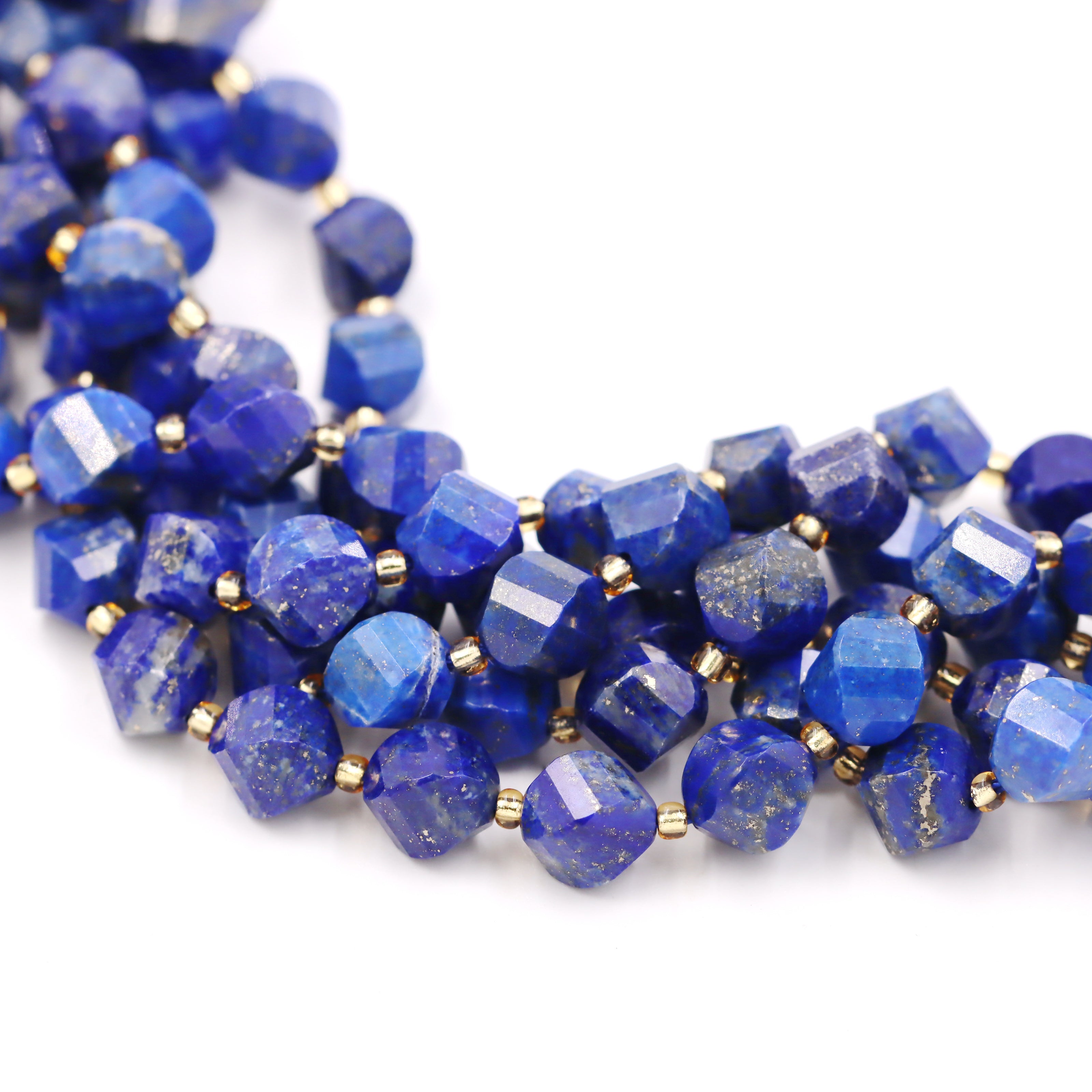 Malahill faceted S shape stone beads for jewelry making, sold per bag 5 strands inside, Lapis Lazuli beads