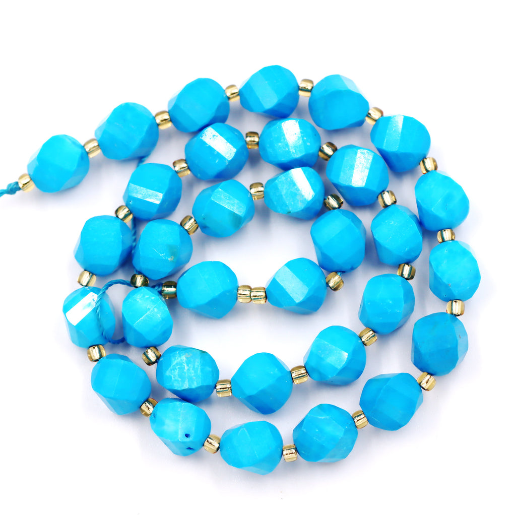 Malahill faceted S shape stone beads for jewelry making, sold per bag 5 strands inside, Dark Blue Howlite Turquoise beads