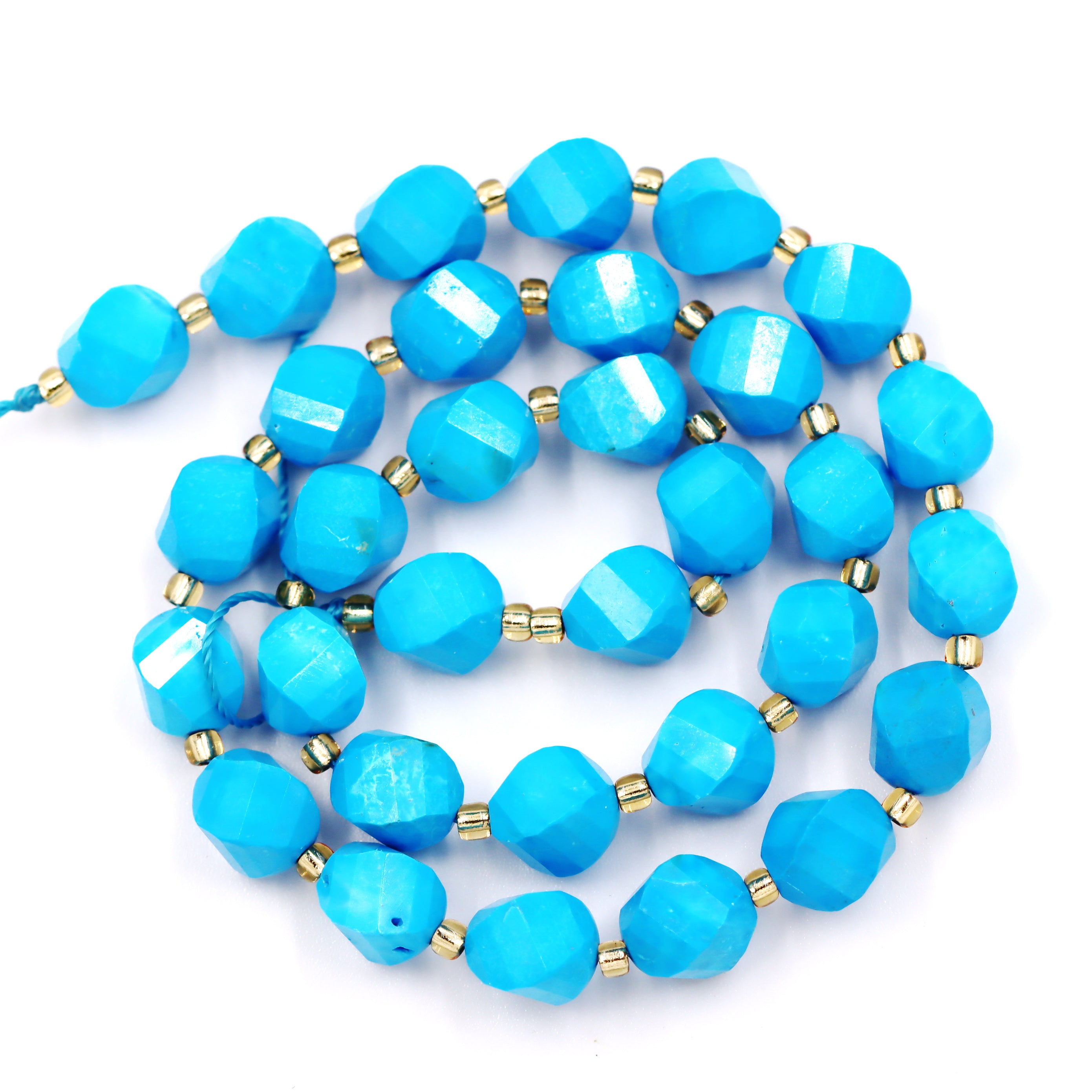 Malahill faceted S shape stone beads for jewelry making, sold per bag 5 strands inside, Dark Blue Howlite Turquoise beads