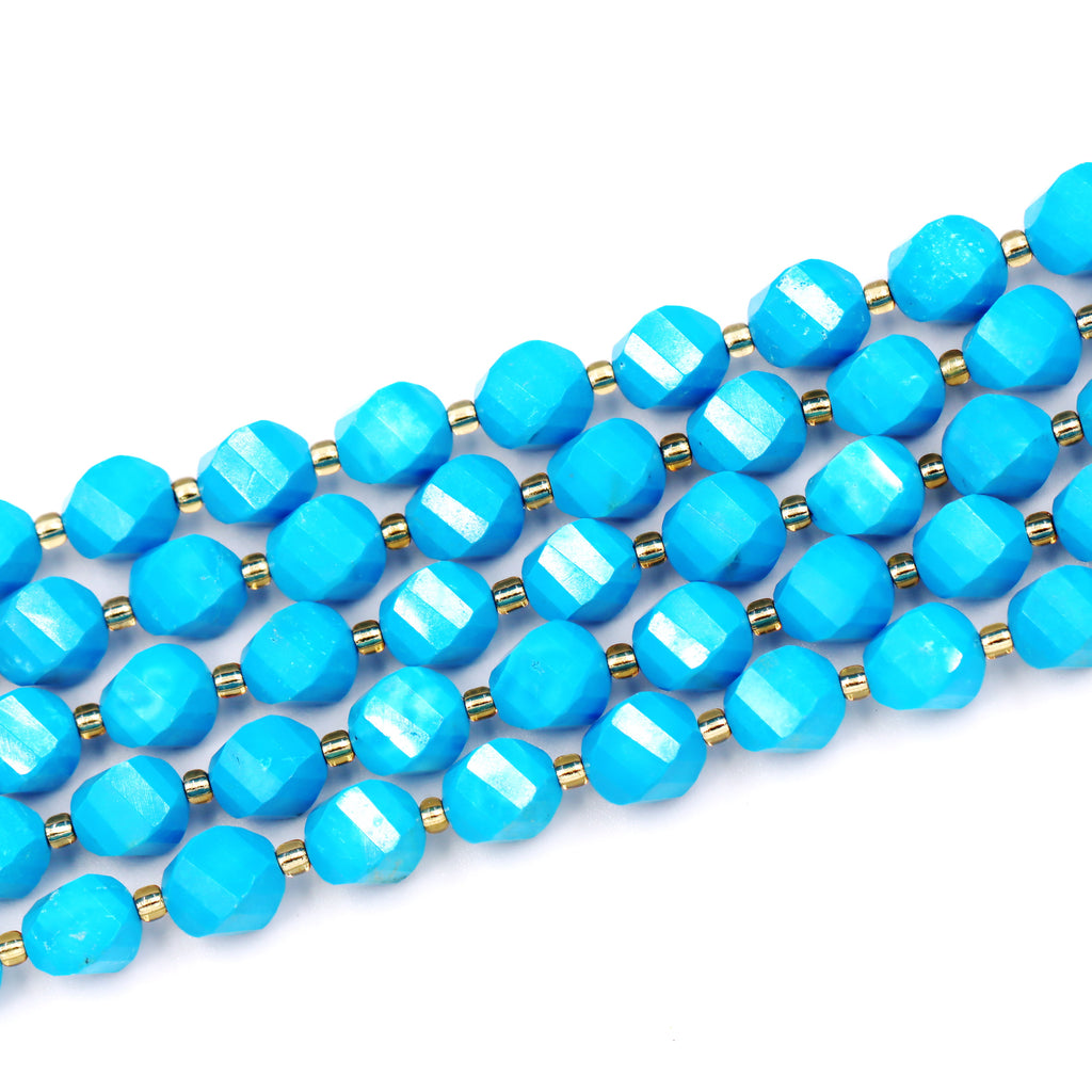 Malahill faceted S shape stone beads for jewelry making, sold per bag 5 strands inside, Dark Blue Howlite Turquoise beads