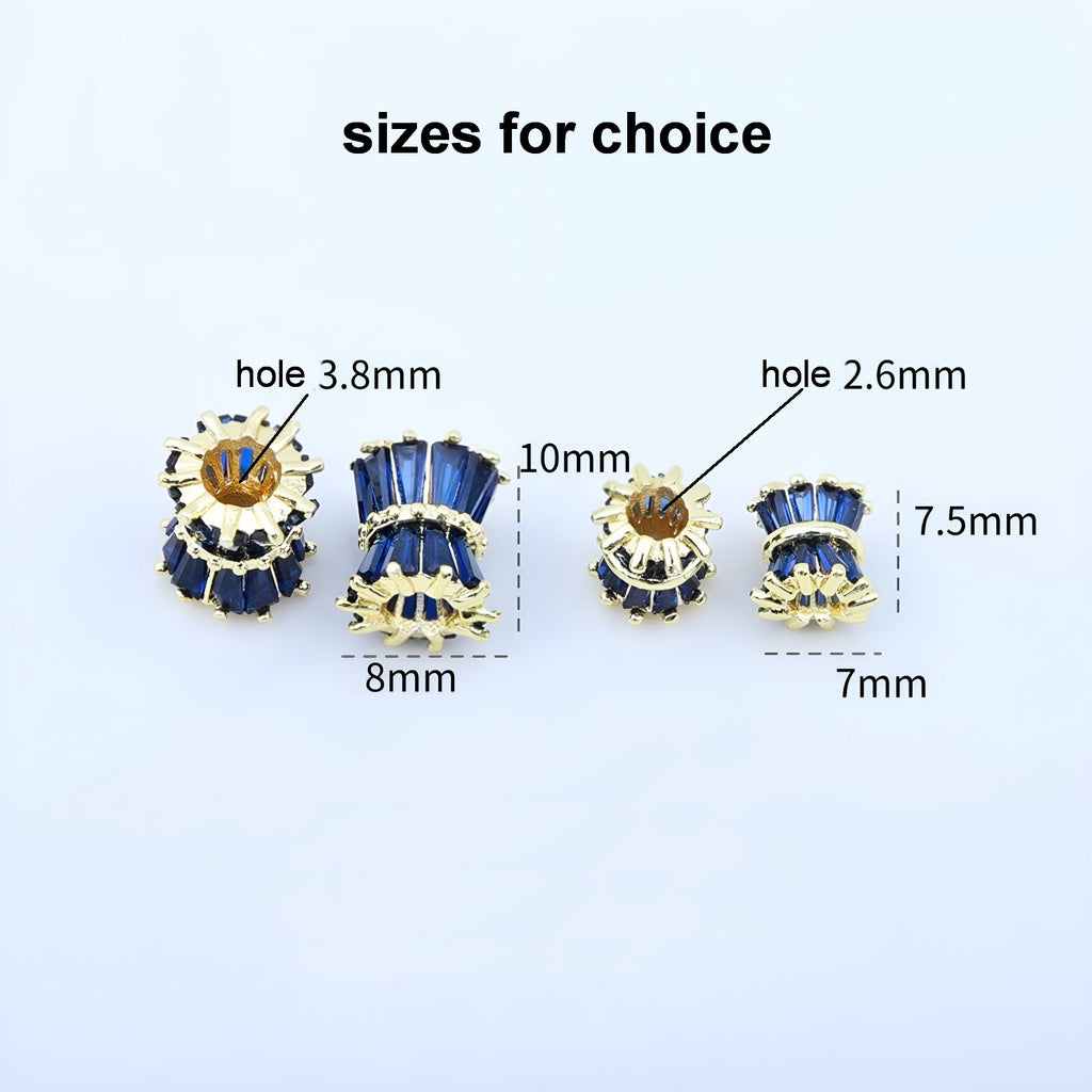 Malahill excellent quality cubic zirconia paved brass beads for jewelry making, sold per box 10 pieces inside