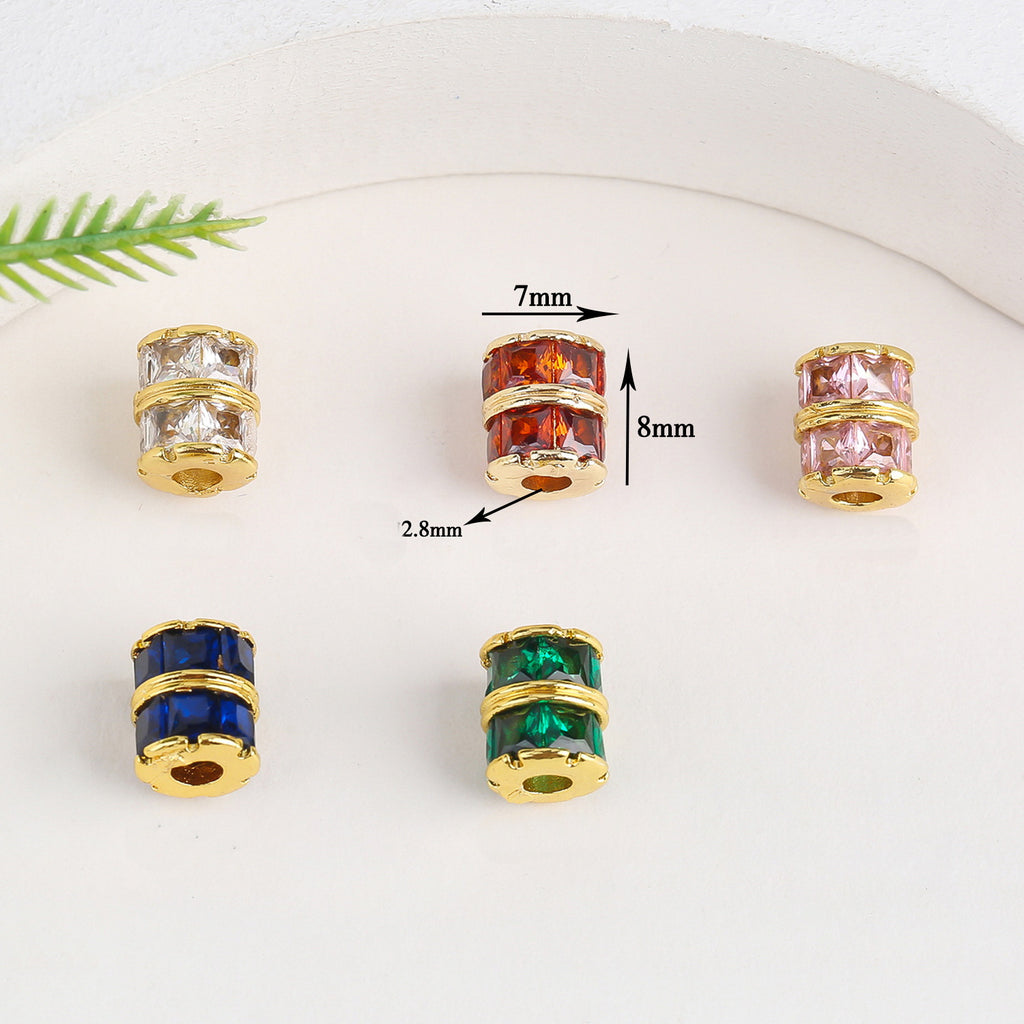 Malahill excellent quality cubic zirconia paved brass beads for jewelry making, sold per box 10 pieces inside