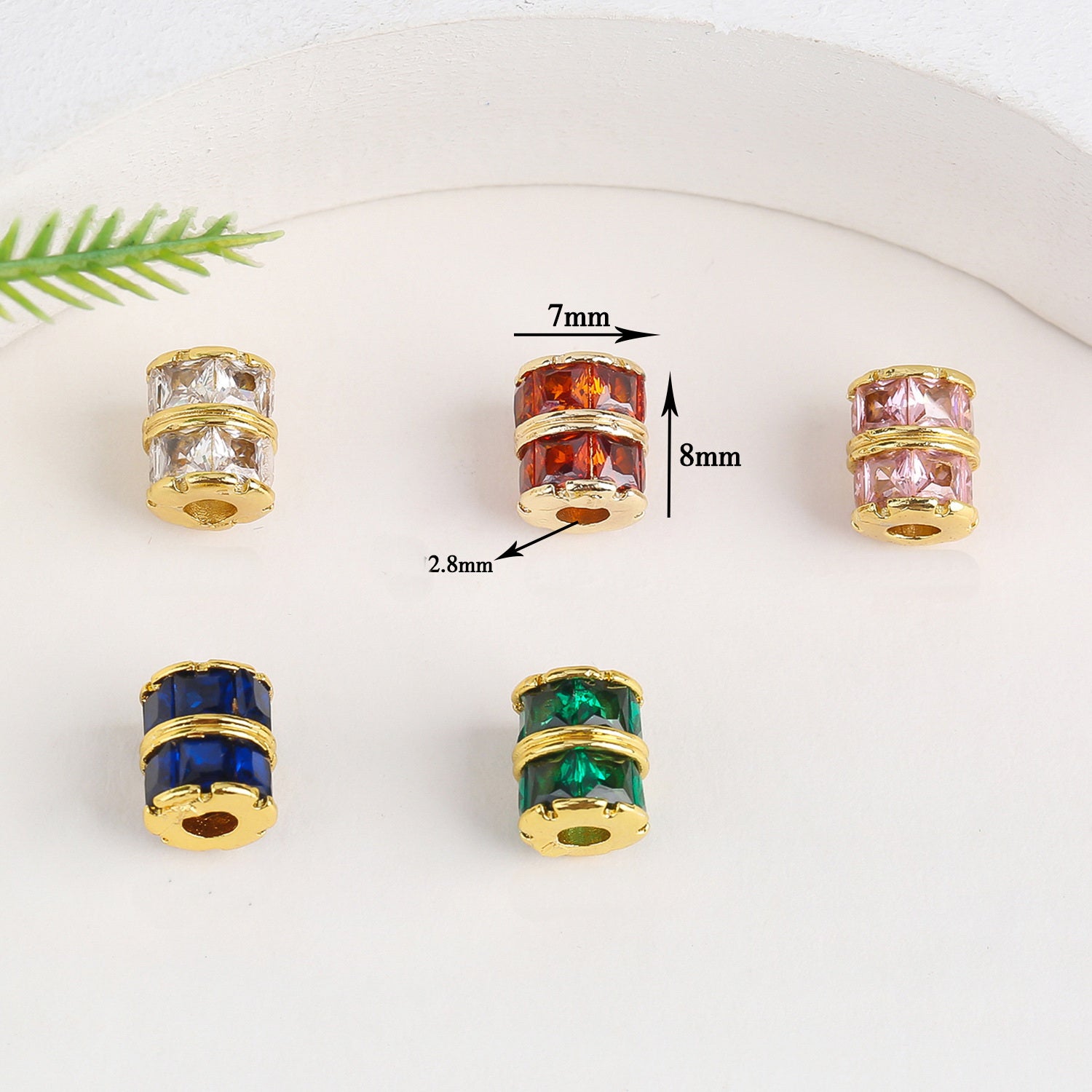 Malahill excellent quality cubic zirconia paved brass beads for jewelry making, sold per box 10 pieces inside