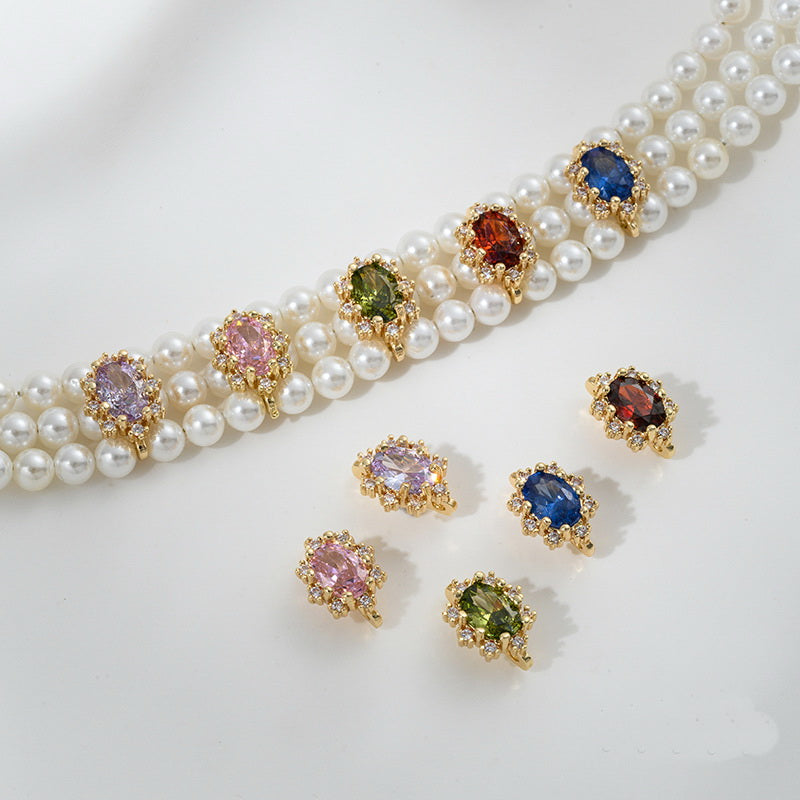 Malahill excellent quality cubic zirconia paved brass spacer beads for jewelry making, sold per box 10 pieces inside