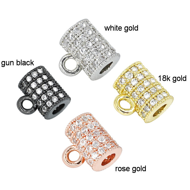 Malahill excellent quality jewelry findings cubic zirconia bail for jewelry necklace bracelet making 5.5*7.5mm， sold per bag 10 pieces inside