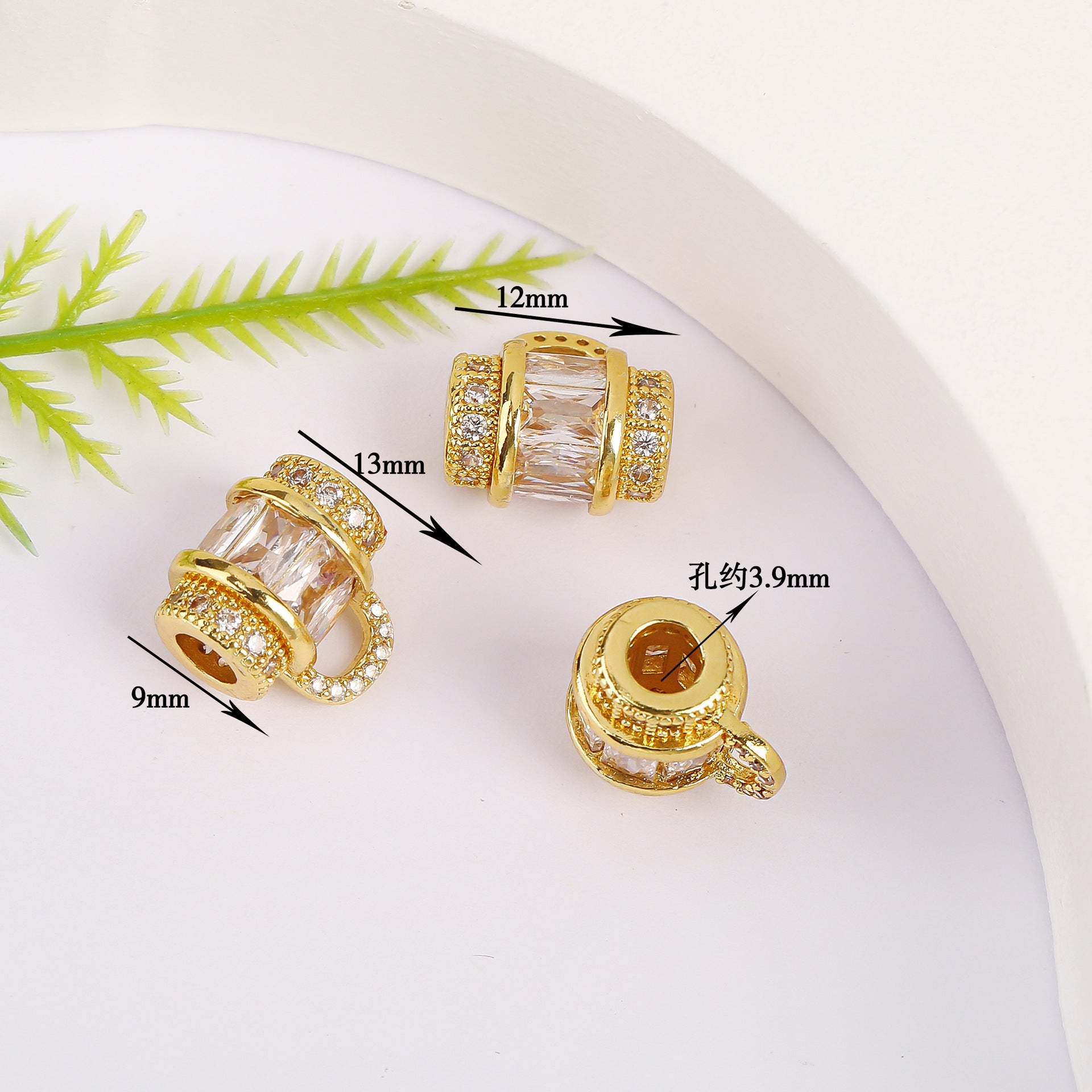 Malahill cubic zirconia charm beads for jewelry making, bail beads for necklaces bracelets making 9*12mm, sold 10 pieces per bag