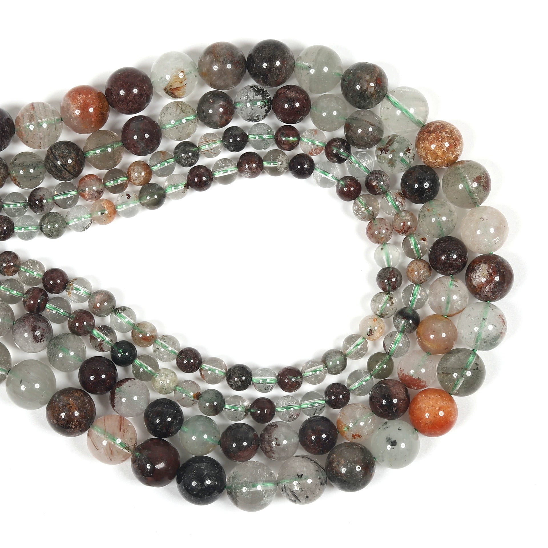 Malahill gemstone beads for jewelry making, sold per bag 5 strands inside, Phantom Quartz A beads
