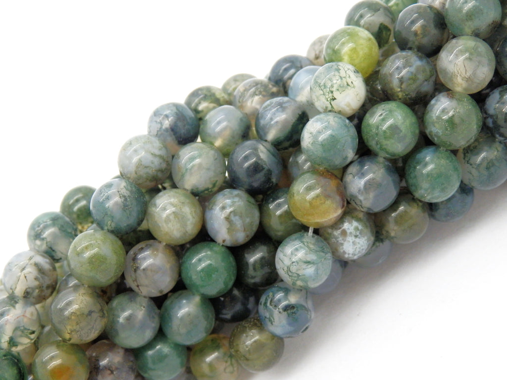 Malahill gemstone beads for jewelry making, sold per bag 5 strands inside, Moss Agate beads