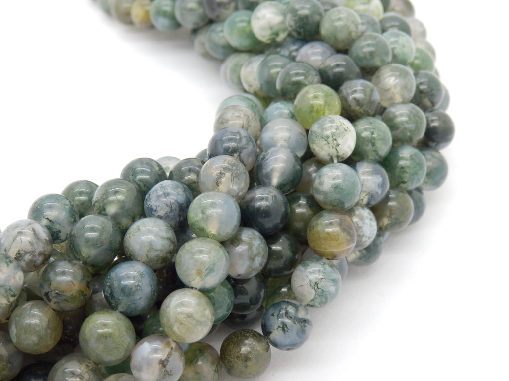 Malahill gemstone beads for jewelry making, sold per bag 5 strands inside, Moss Agate beads