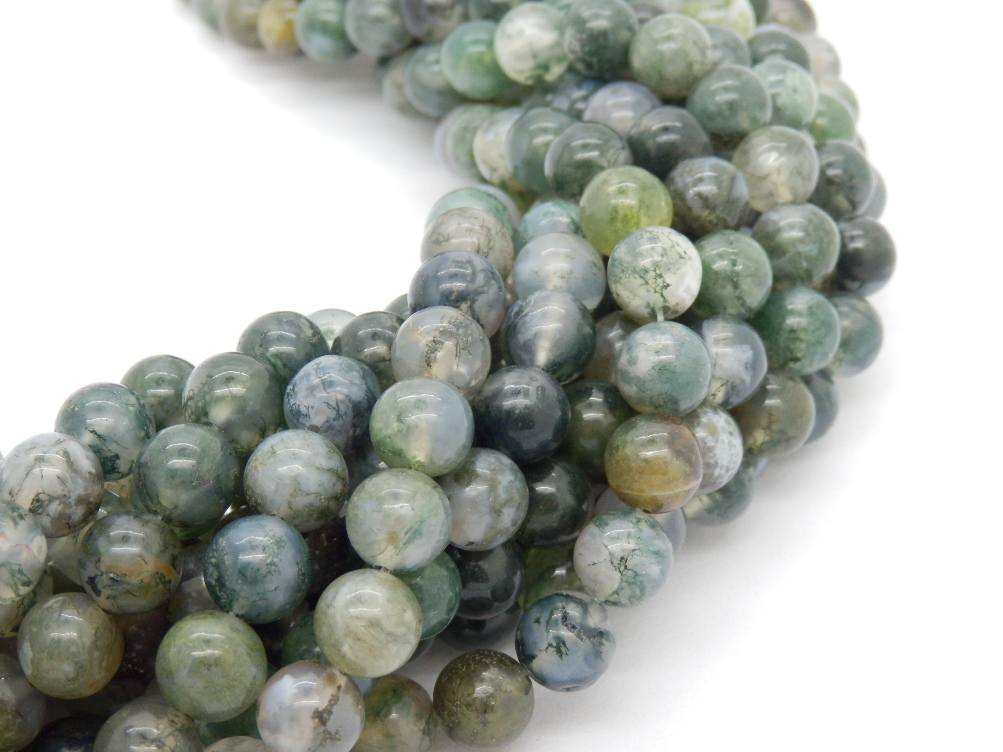 Malahill gemstone beads for jewelry making, sold per bag 5 strands inside, Moss Agate beads