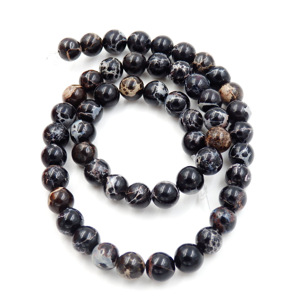 Malahill gemstone beads for jewelry making, sold per bag 5 strands inside, Black Imperial Jasper beads