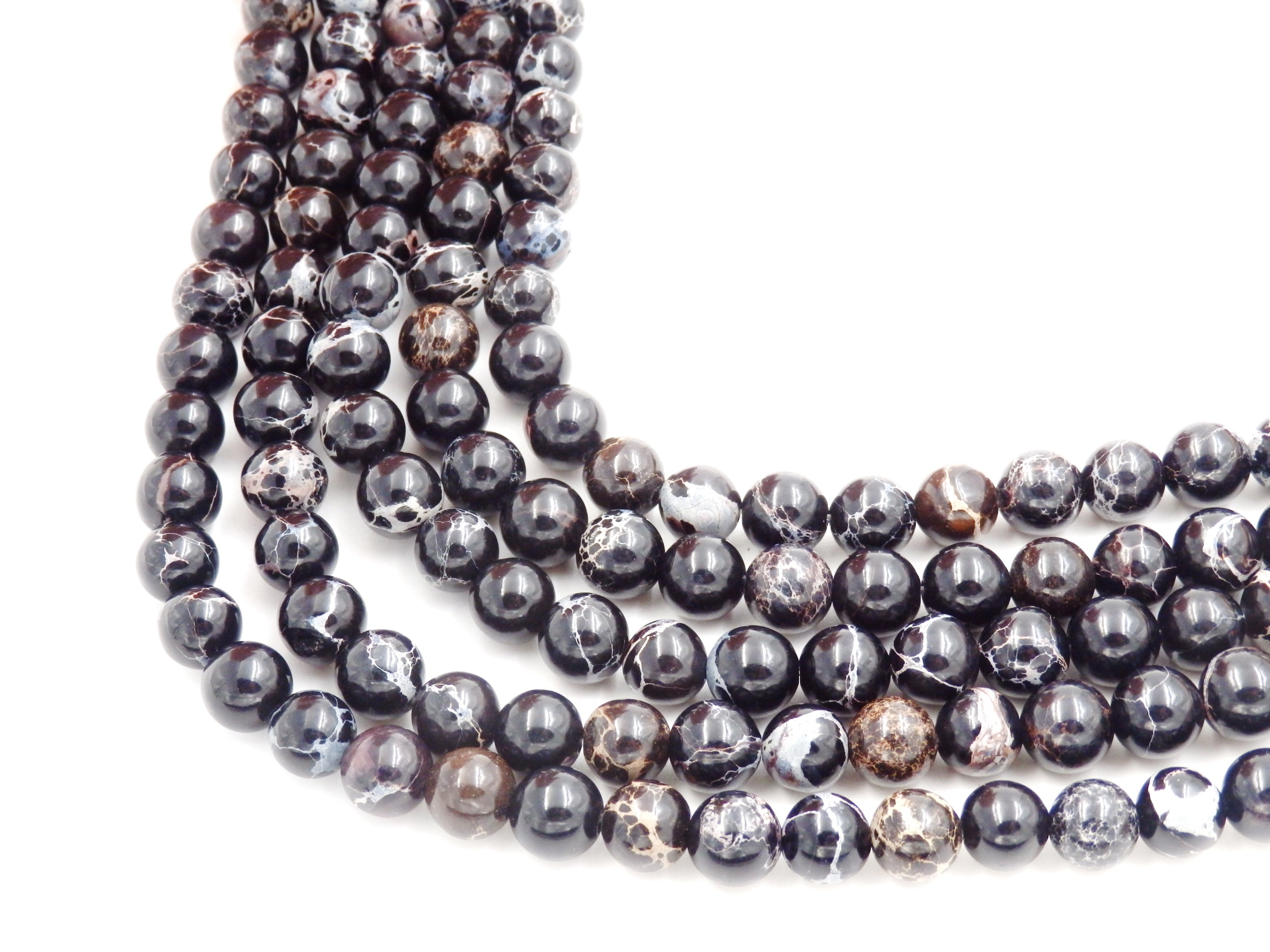 Malahill gemstone beads for jewelry making, sold per bag 5 strands inside, Black Imperial Jasper beads