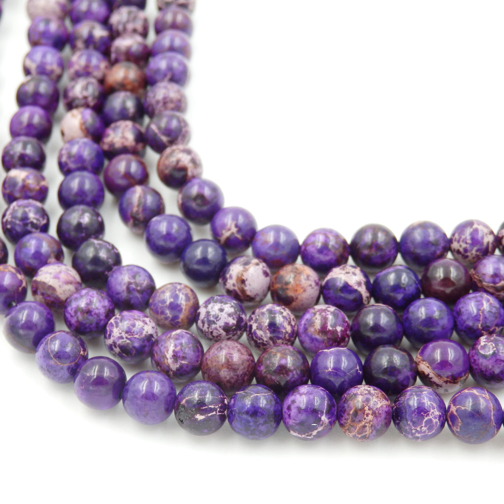 Malahill gemstone beads for jewelry making, sold per bag 5 strands inside, Purple Imperial Jasper beads