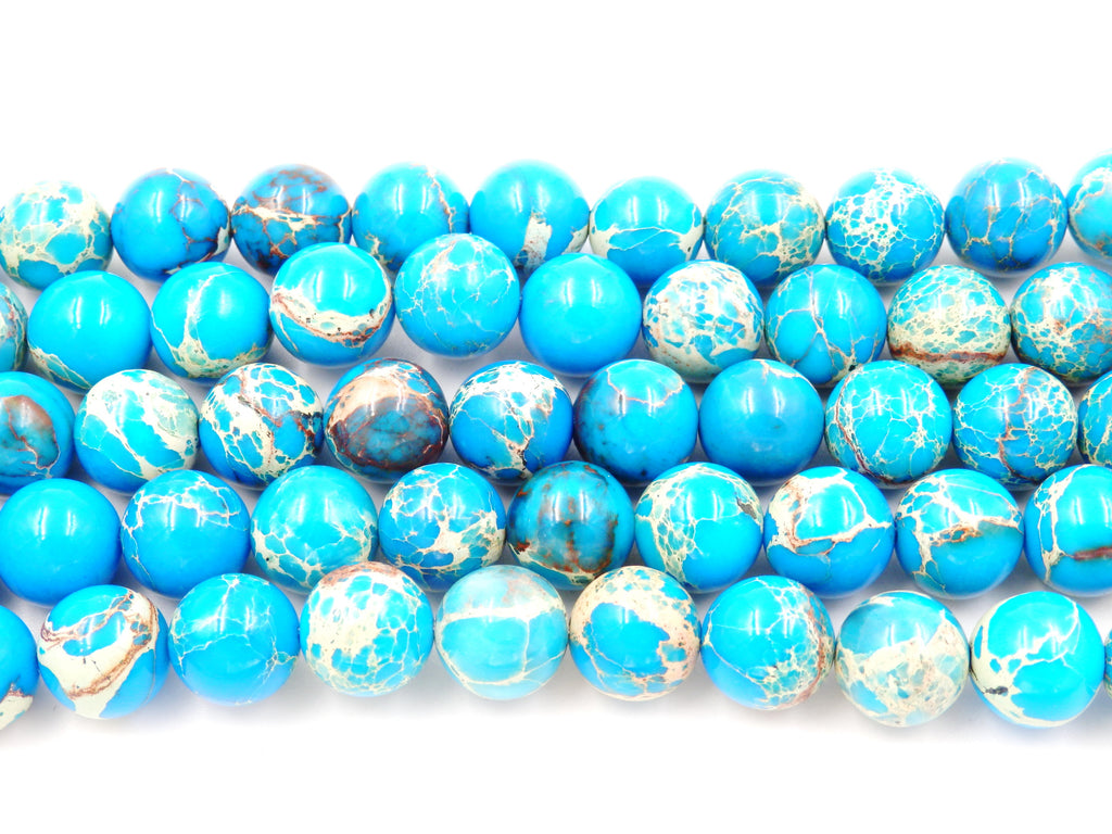 Malahill gemstone beads for jewelry making, sold per bag 5 strands inside, Light Blue Imperial Jasper beads