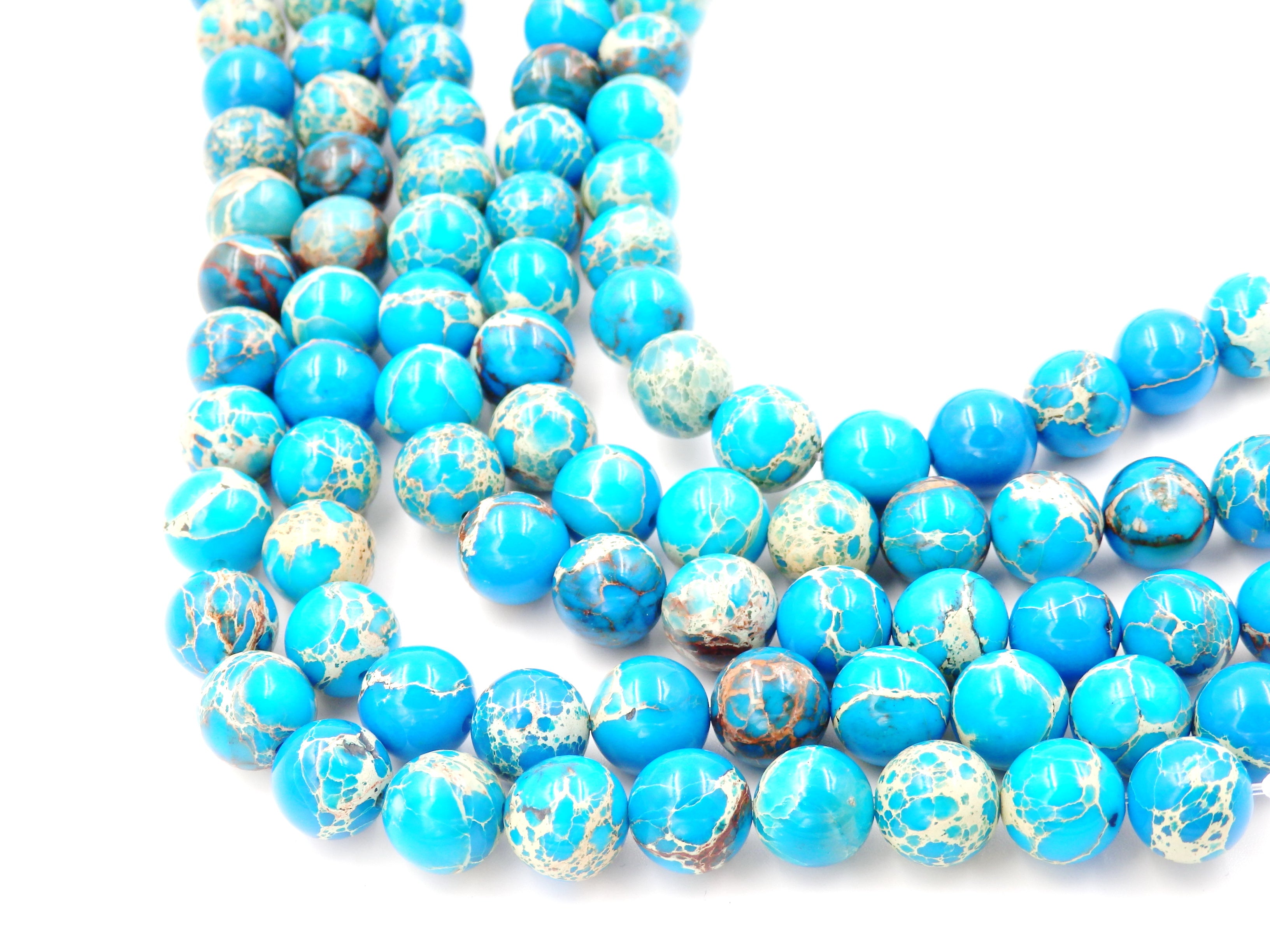 Malahill gemstone beads for jewelry making, sold per bag 5 strands inside, Light Blue Imperial Jasper beads