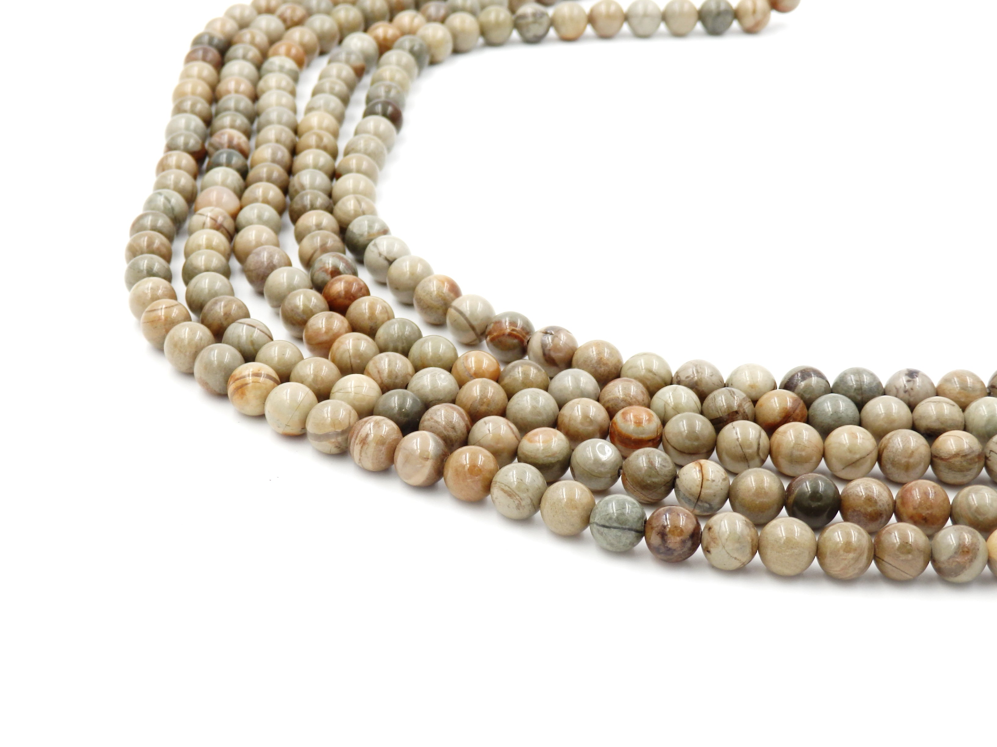 Malahill gemstone beads for jewelry making, sold per bag 5 strands inside, Grey Stripe Jasper beads