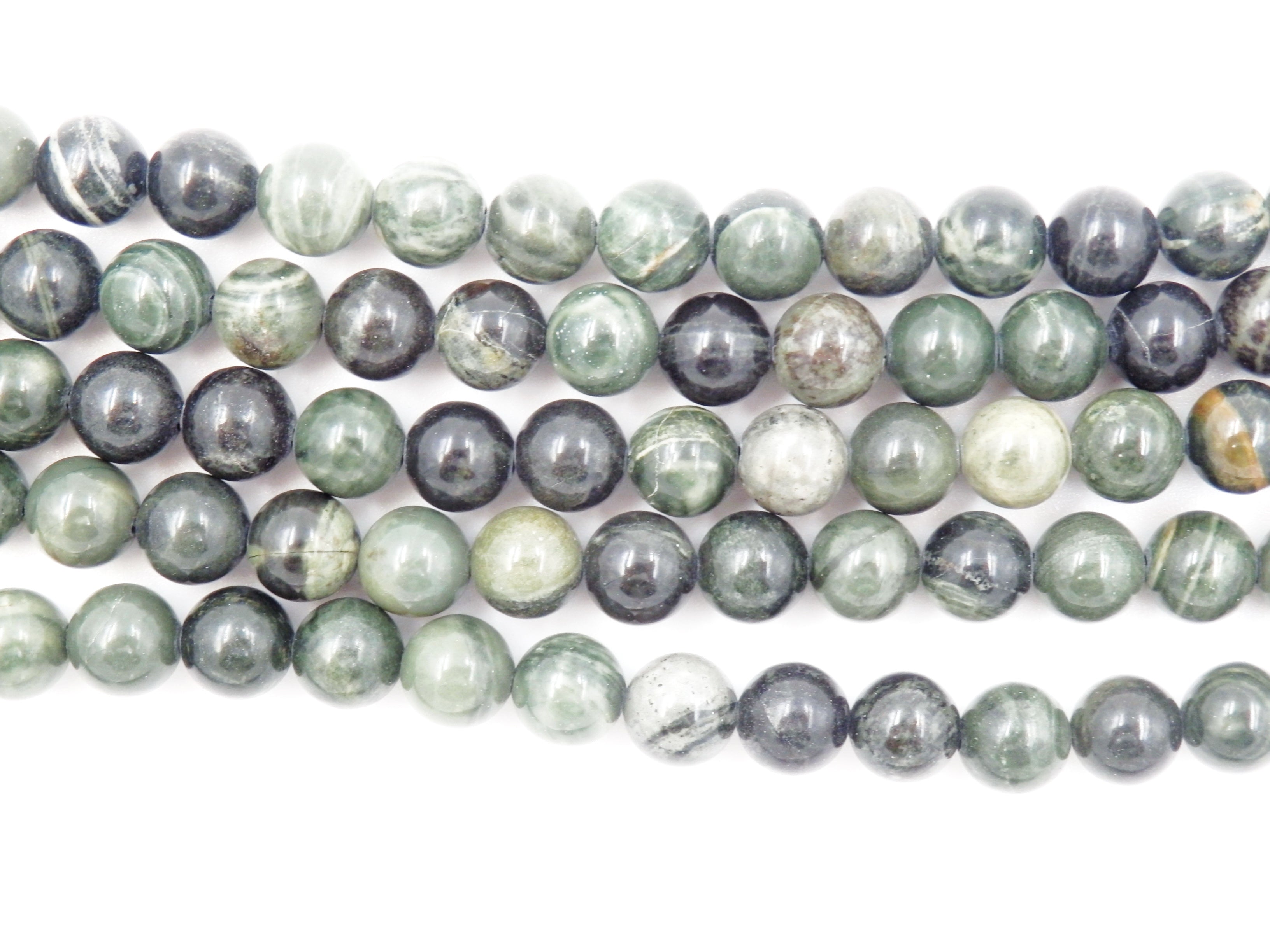Malahill gemstone beads for jewelry making, sold per bag 5 strands inside, Green Sandalwood Fosill beads